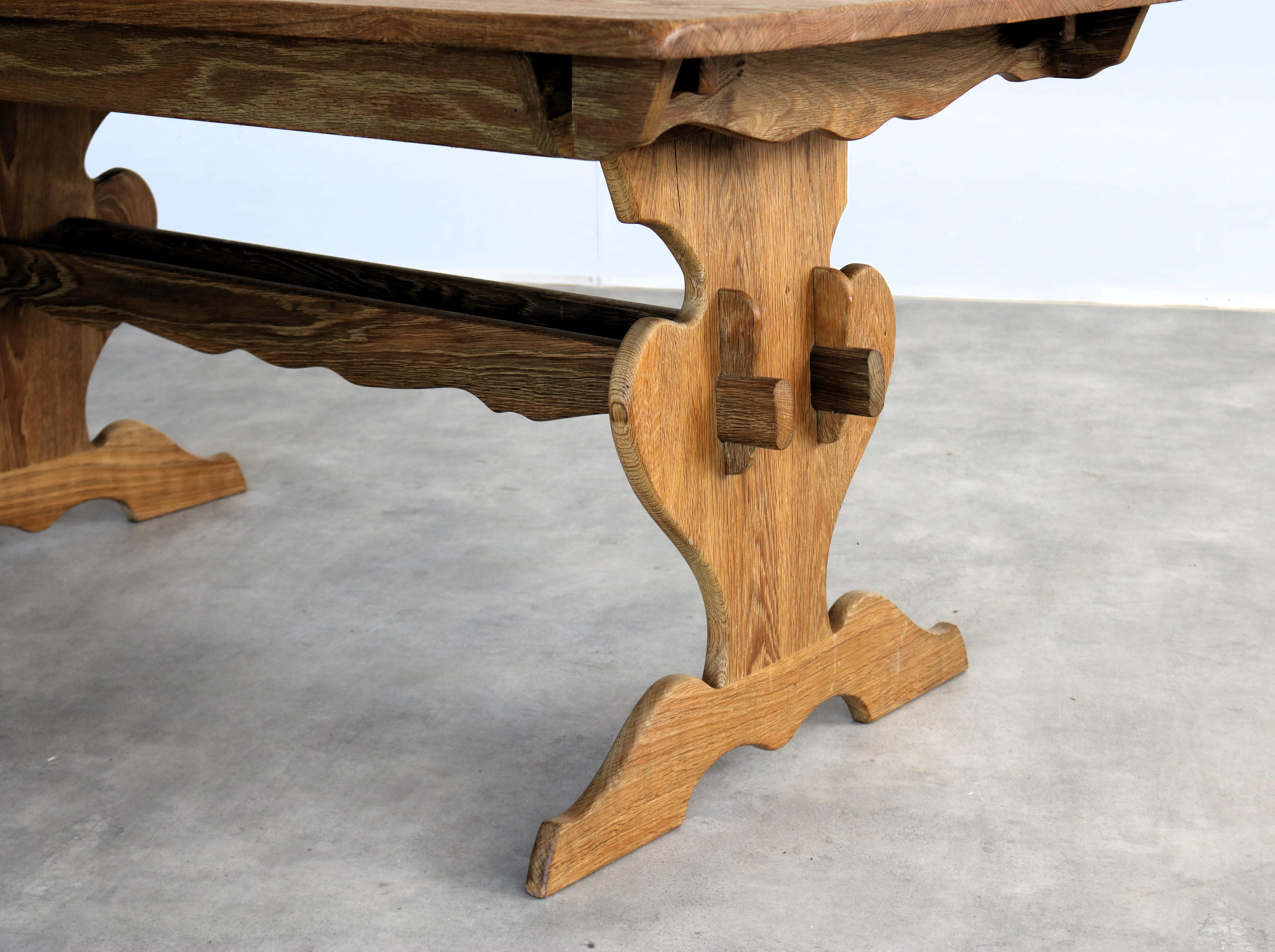 Oak Brutalist dining table  table  1960s  Danish  extendable For Sale
