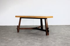 brutalist dining table  triangle table  oak  1950s