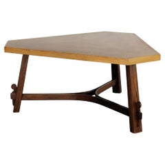 brutalist dining table  triangle table  oak  1950s