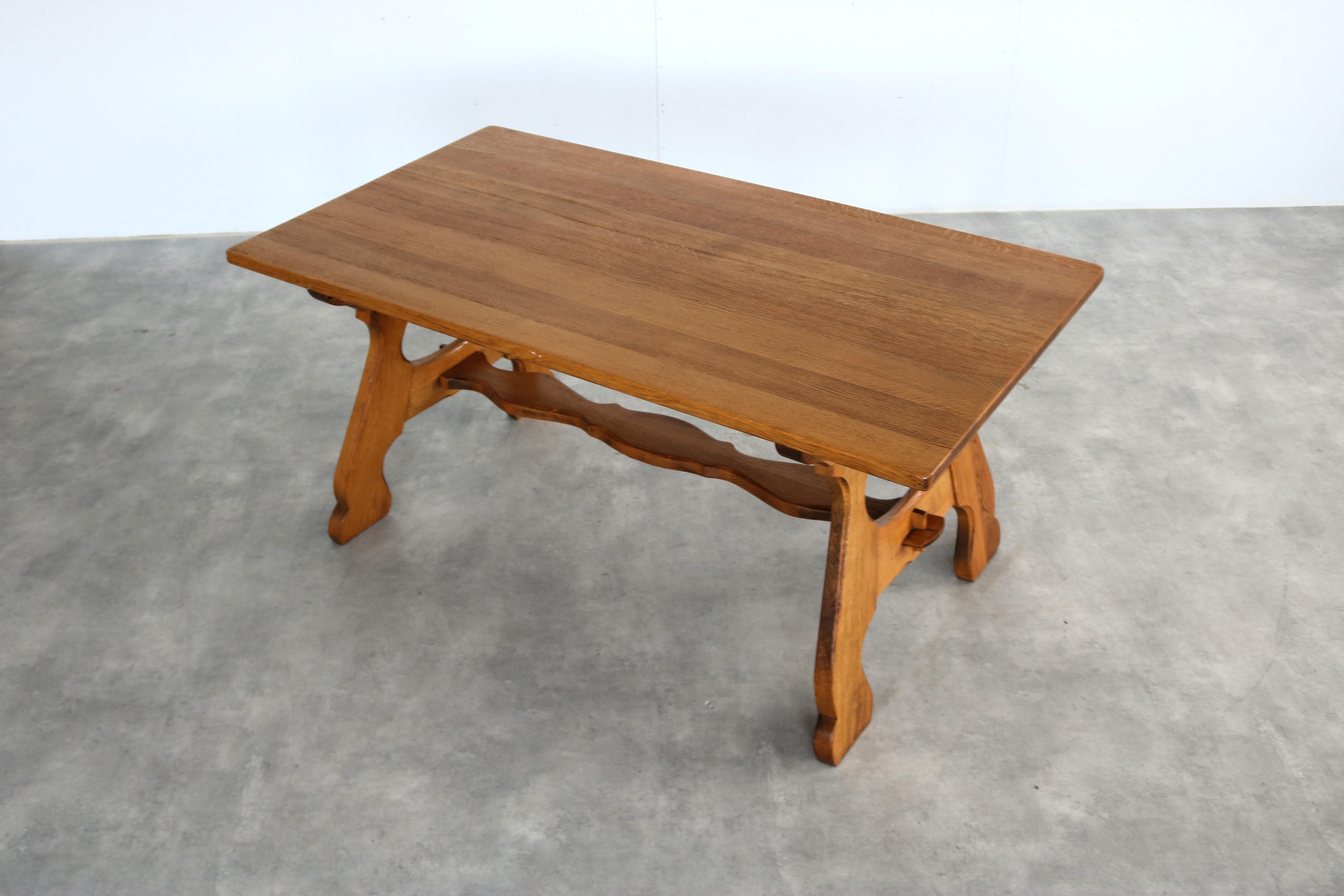 brutalist dining table  vintage table  50s  oak For Sale 2