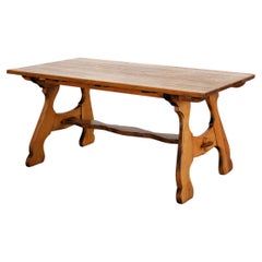 brutalist dining table  vintage table  50s  oak