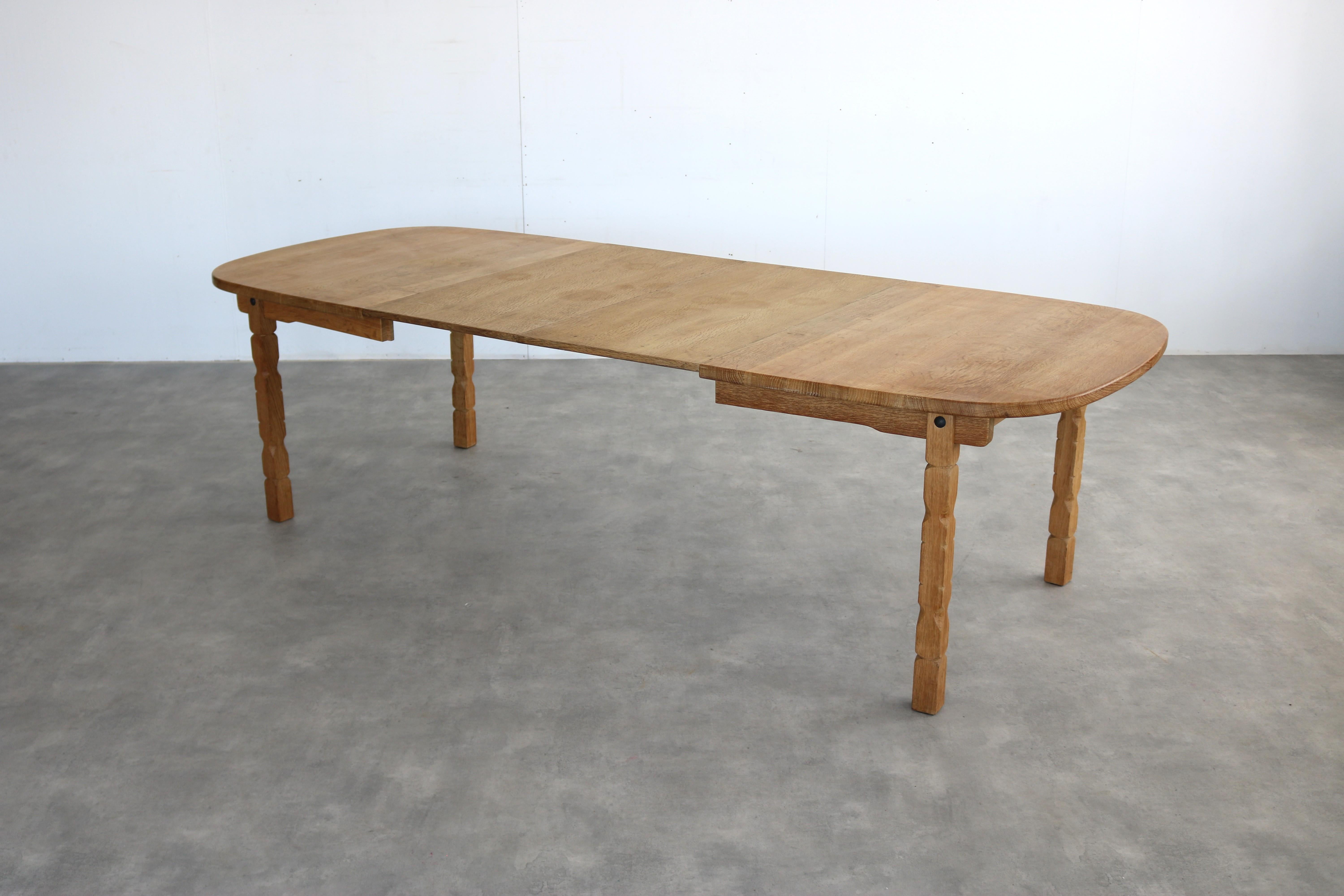 brutalist dining table  vintage table  oak For Sale 4
