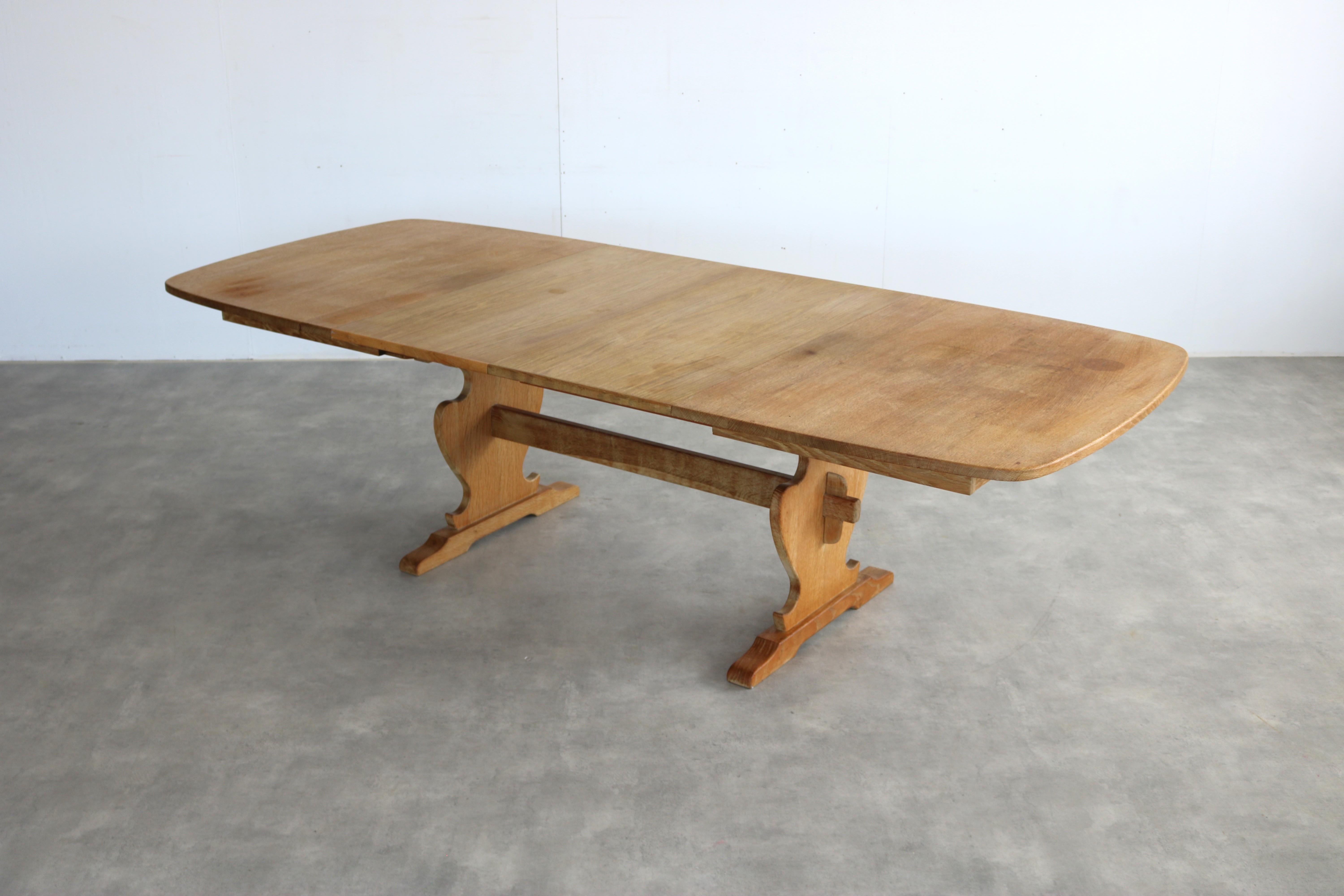 brutalist dining table  vintage table  oak For Sale 4