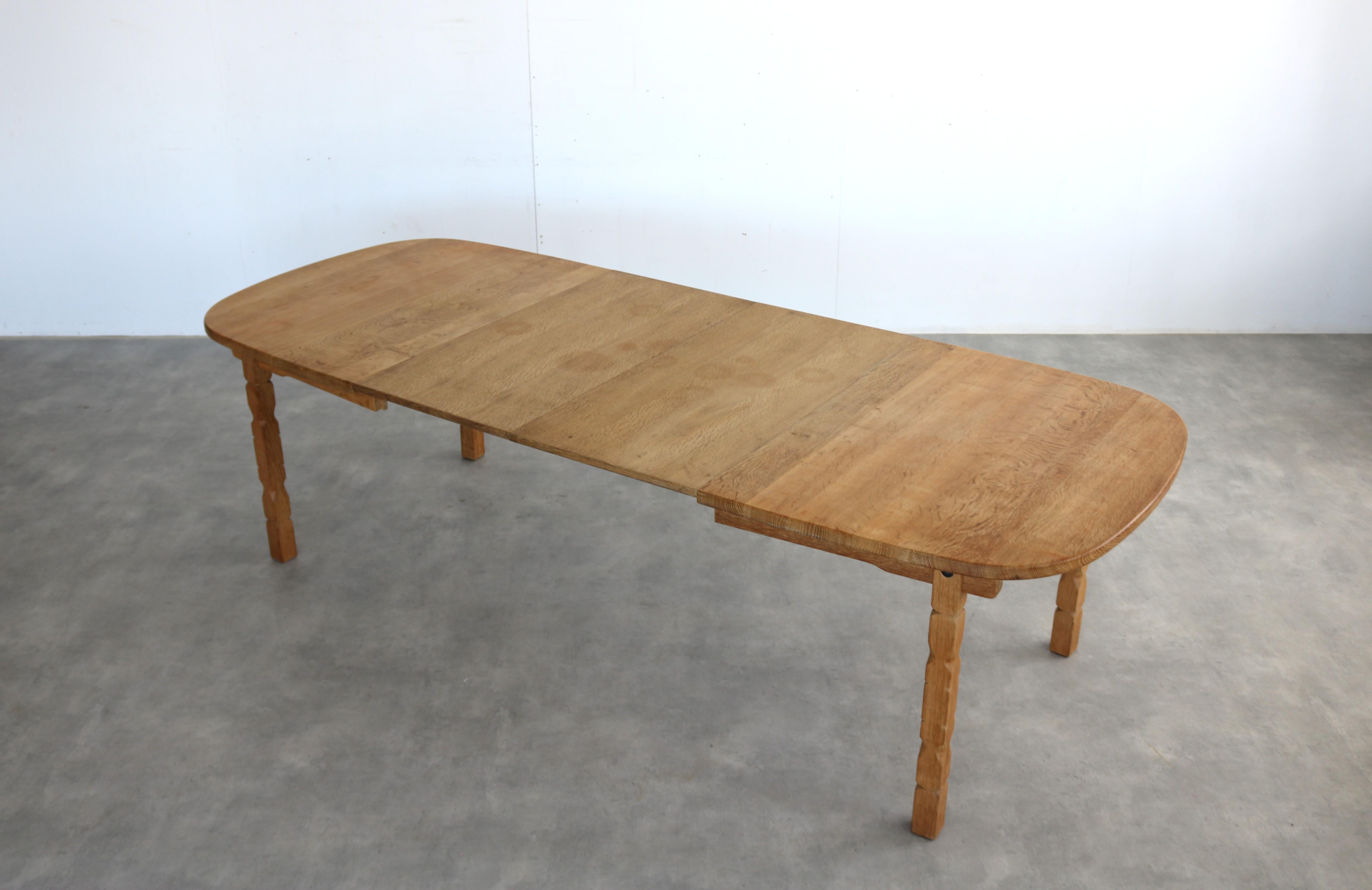 brutalist dining table  vintage table  oak For Sale 5
