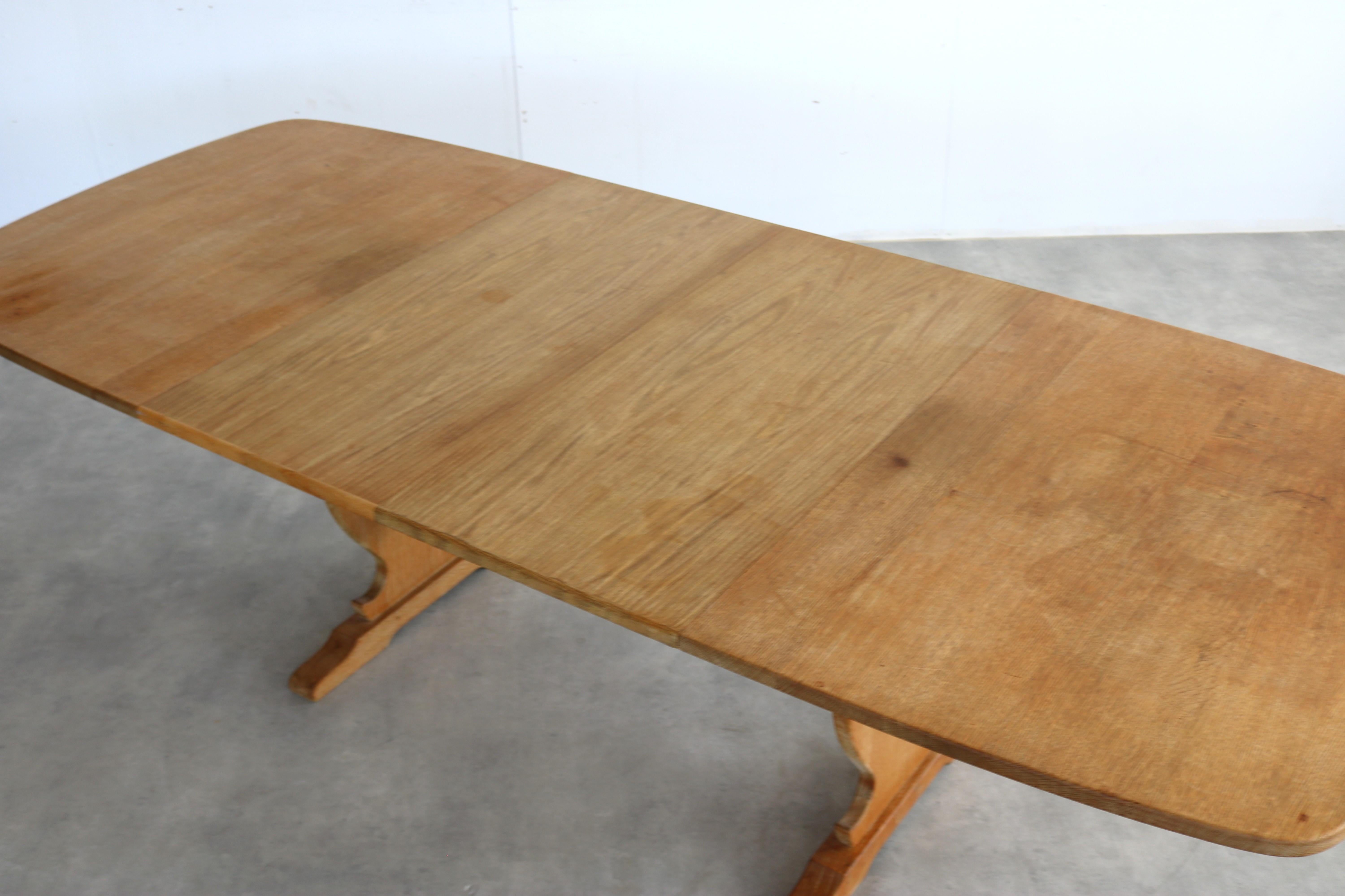 brutalist dining table  vintage table  oak For Sale 5