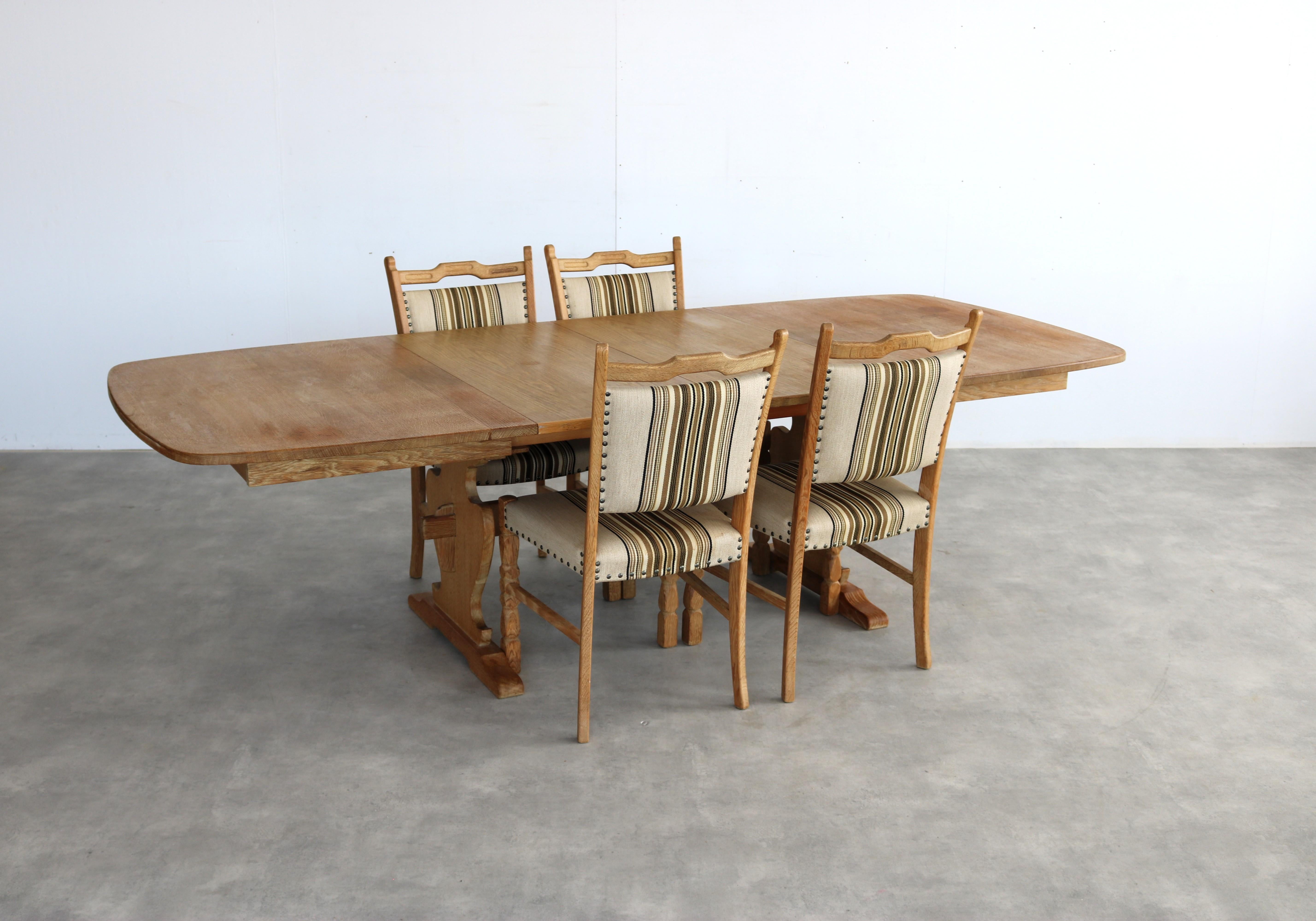 brutalist dining table  vintage table  oak For Sale 7