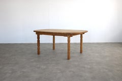 brutalist dining table  vintage table  oak