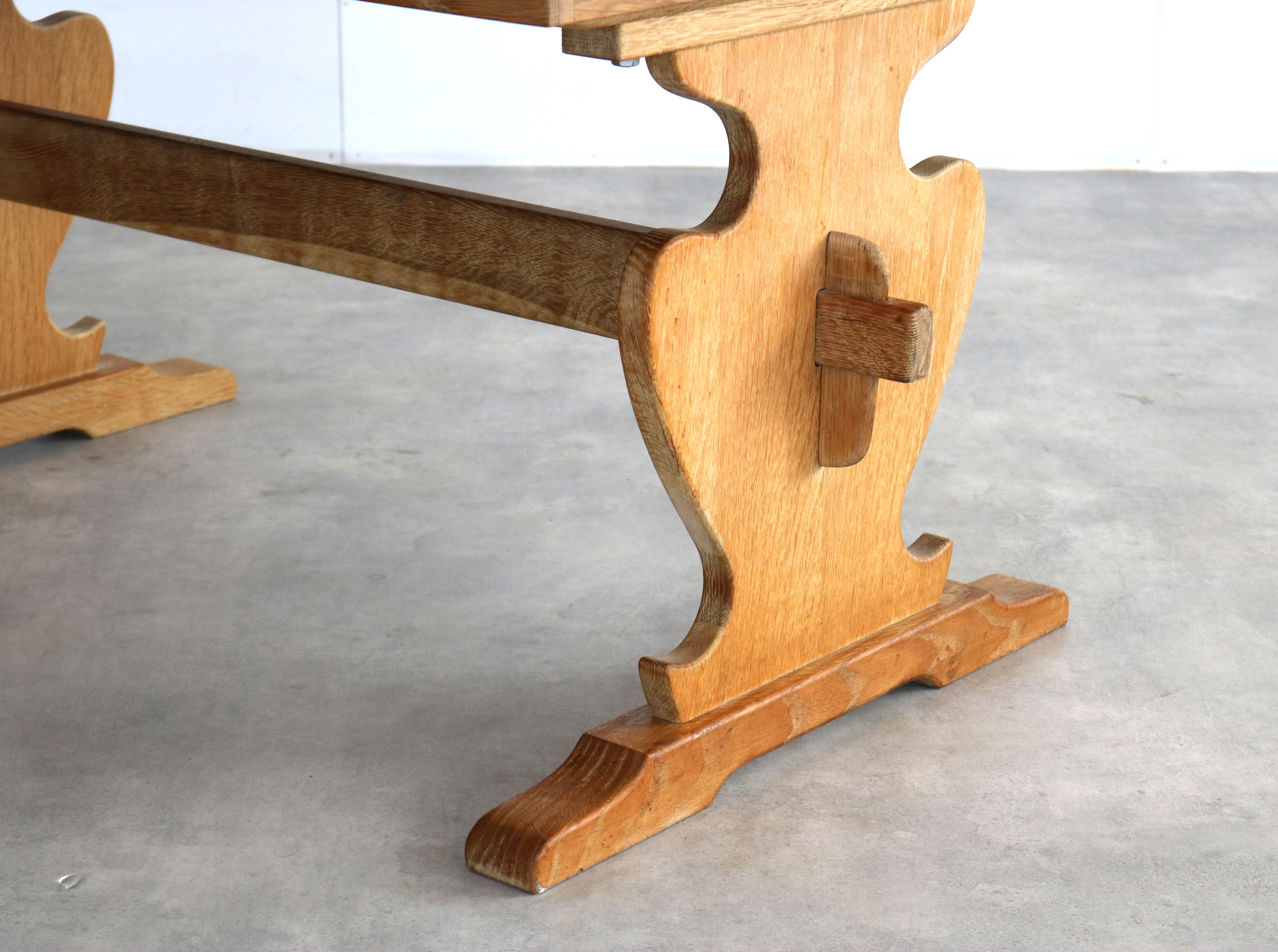 Mid-20th Century brutalist dining table  vintage table  oak For Sale