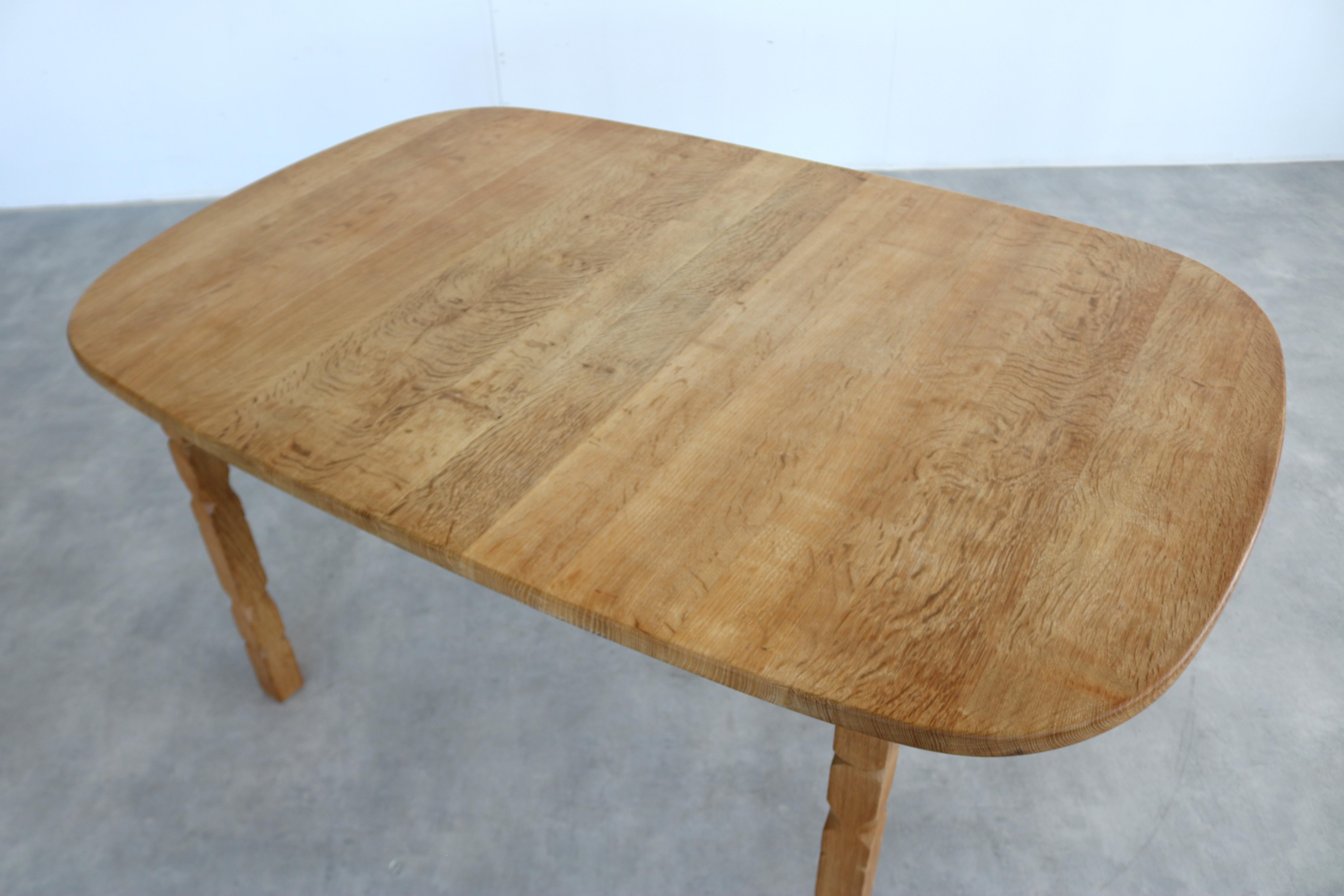 Oak brutalist dining table  vintage table  oak For Sale