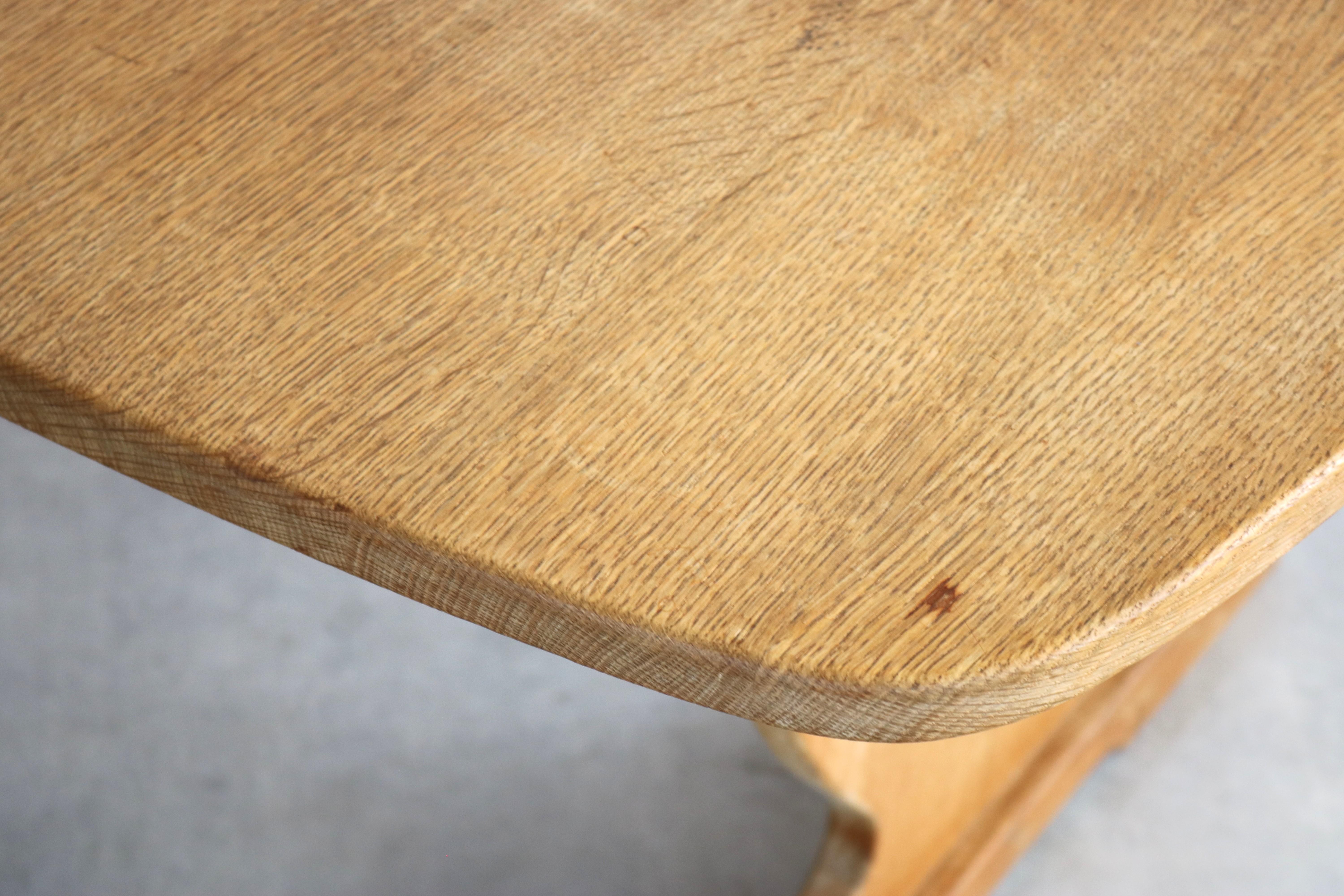 Oak brutalist dining table  vintage table  oak For Sale