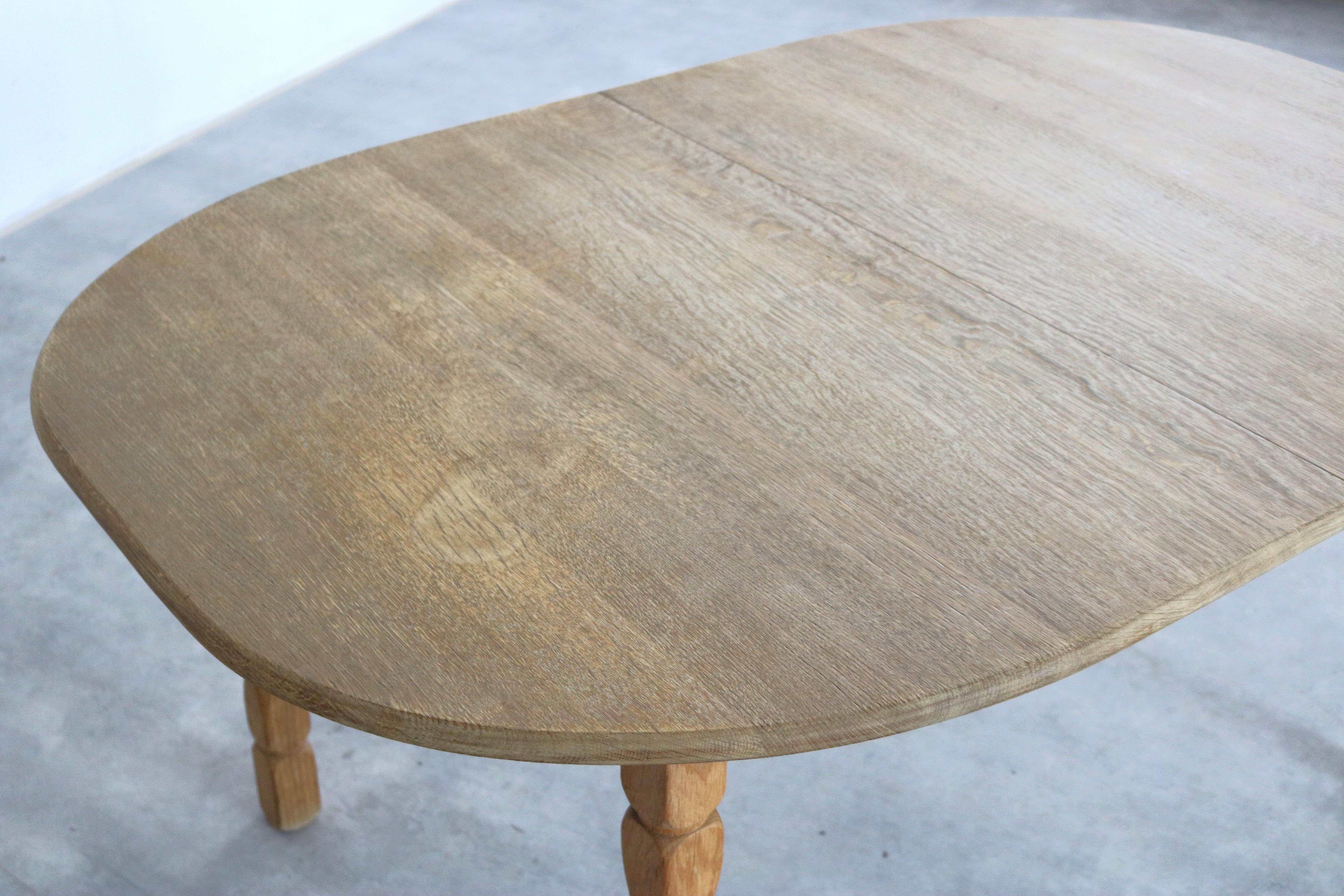 Oak brutalist dining table  vintage table  oak For Sale