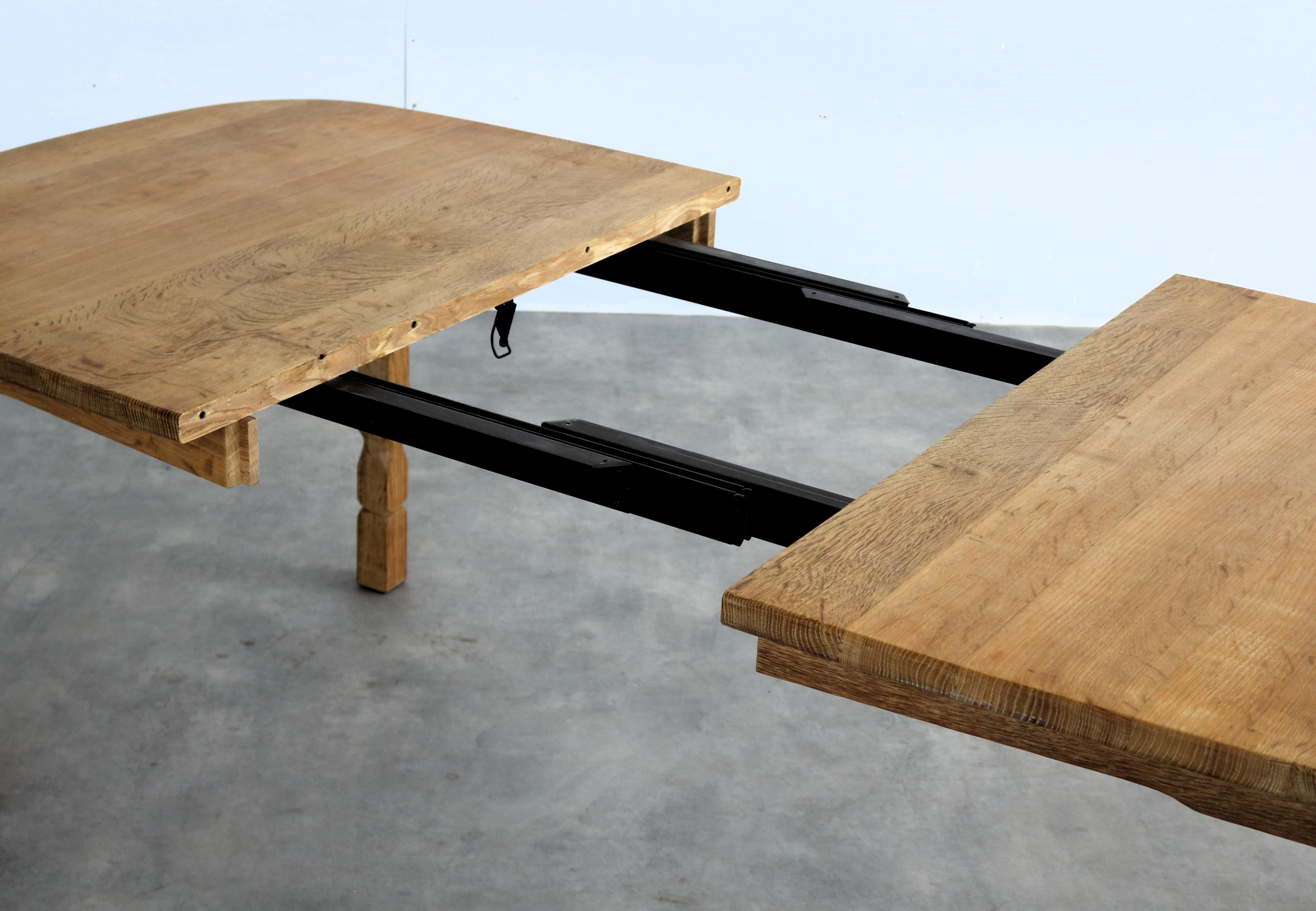 brutalist dining table  vintage table  oak For Sale 1