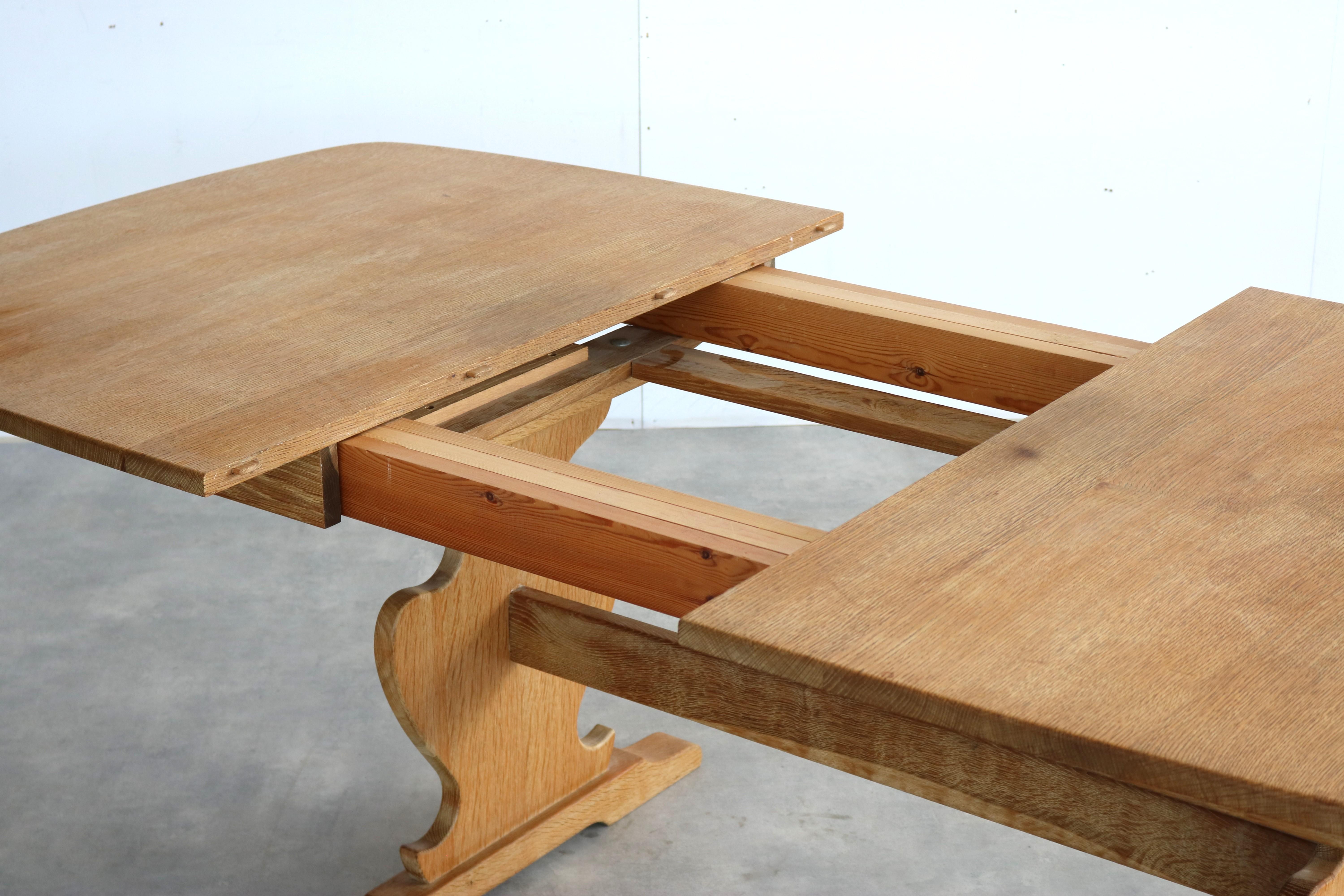 brutalist dining table  vintage table  oak For Sale 1