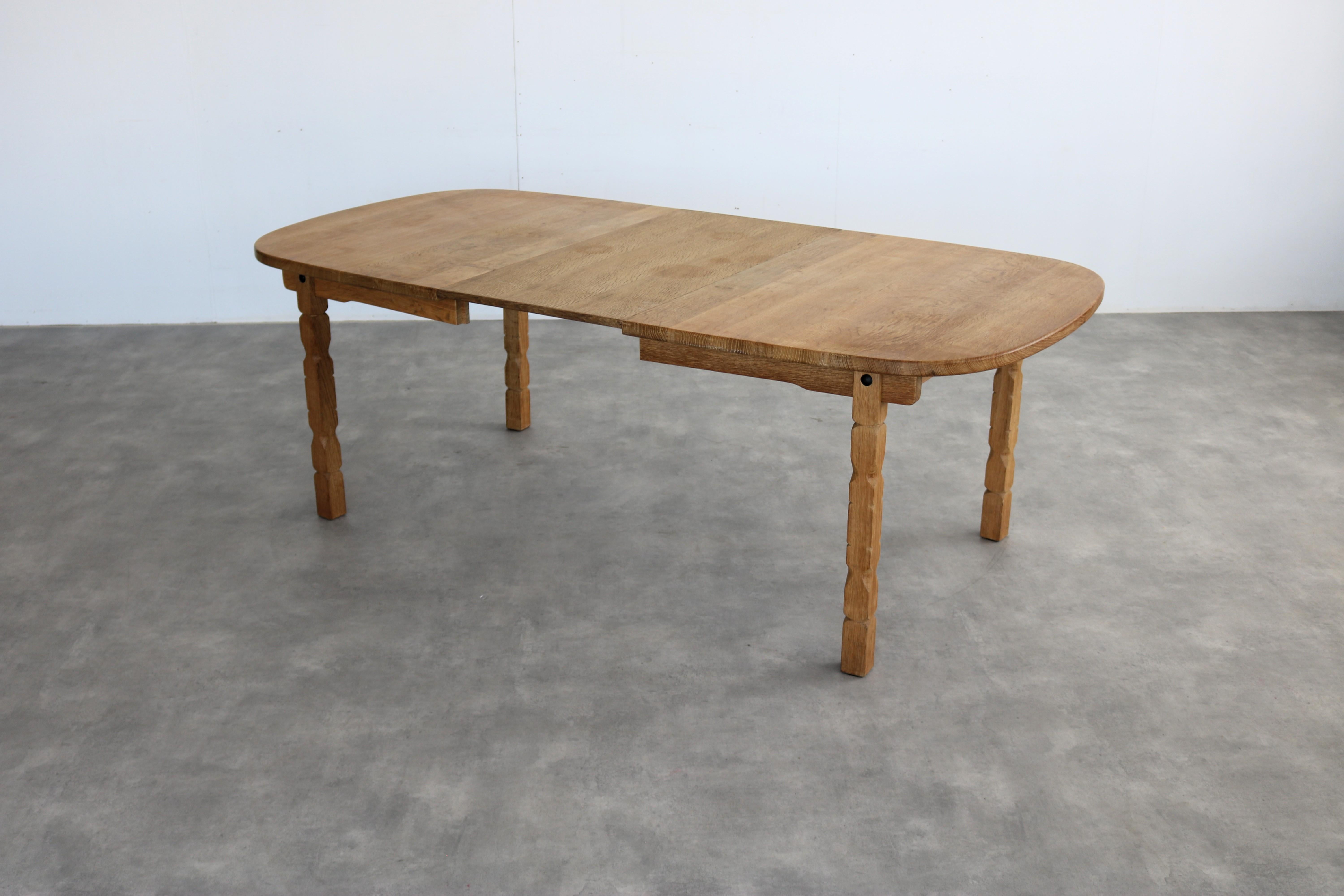 brutalist dining table  vintage table  oak For Sale 2