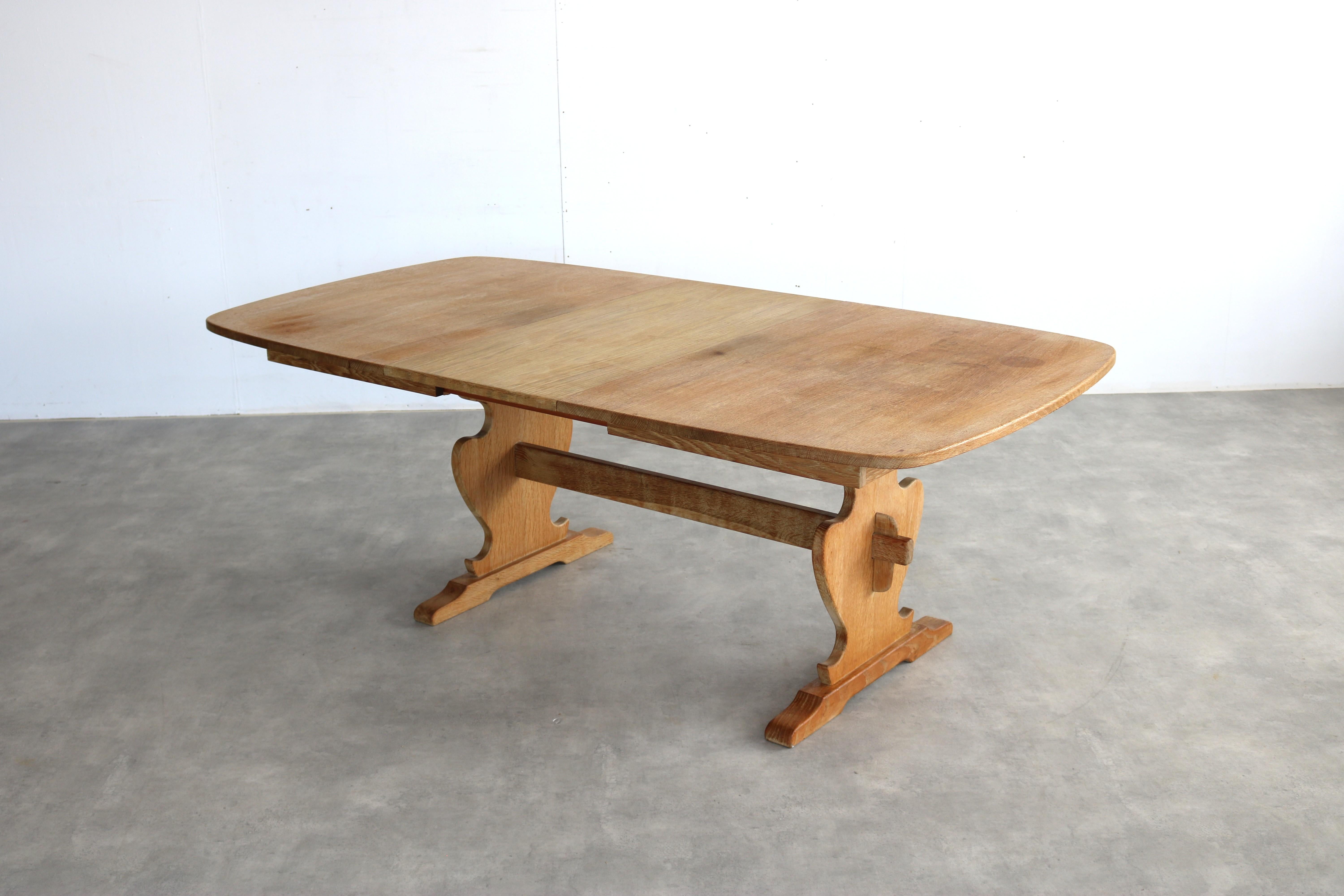 brutalist dining table  vintage table  oak For Sale 2
