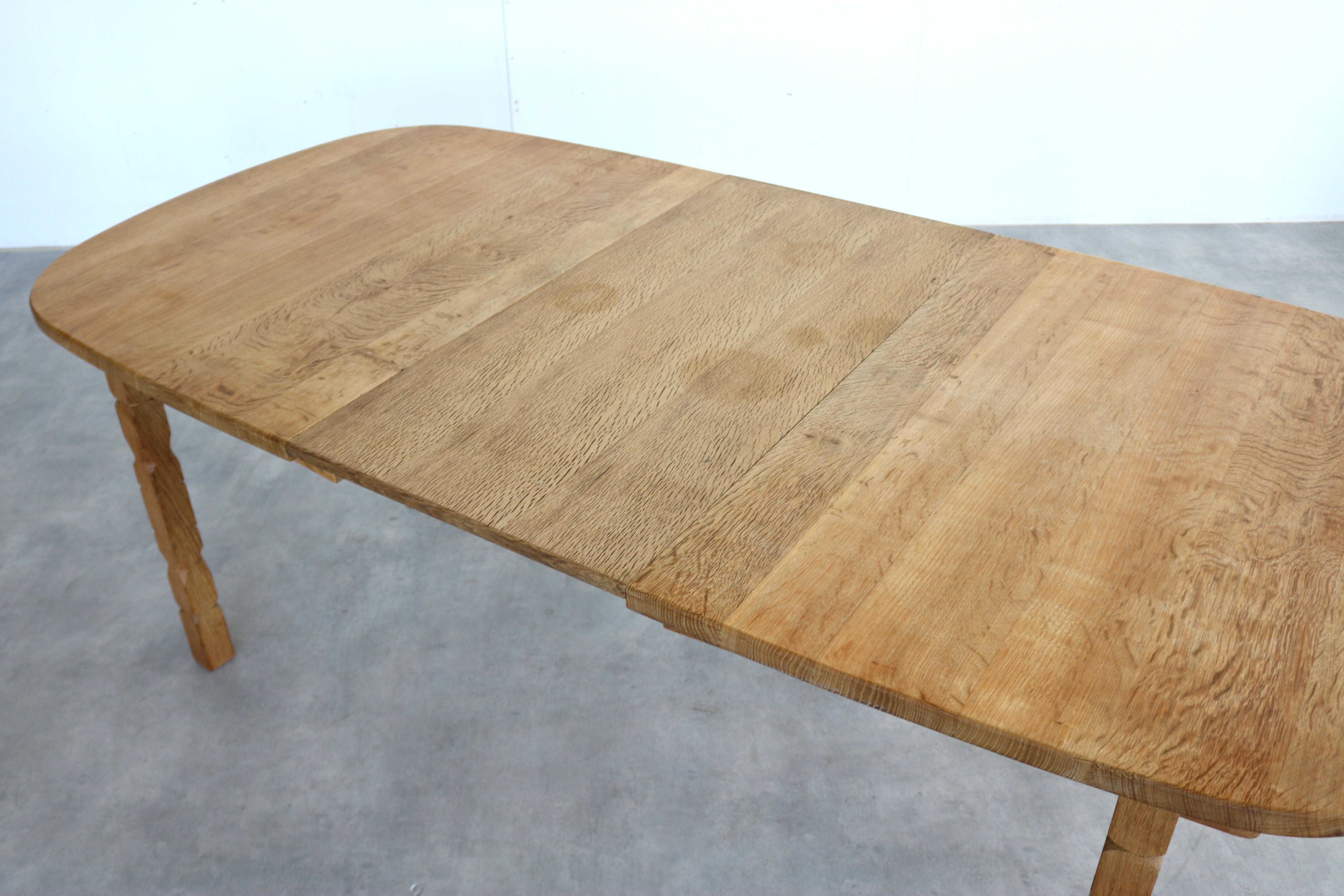 brutalist dining table  vintage table  oak For Sale 3