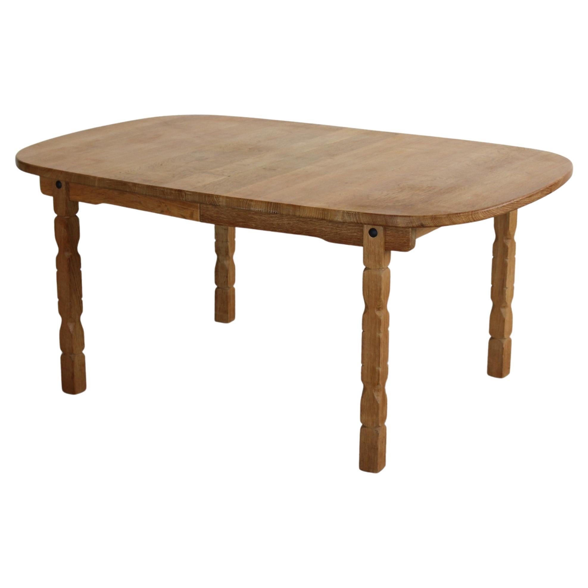 brutalist dining table  vintage table  oak