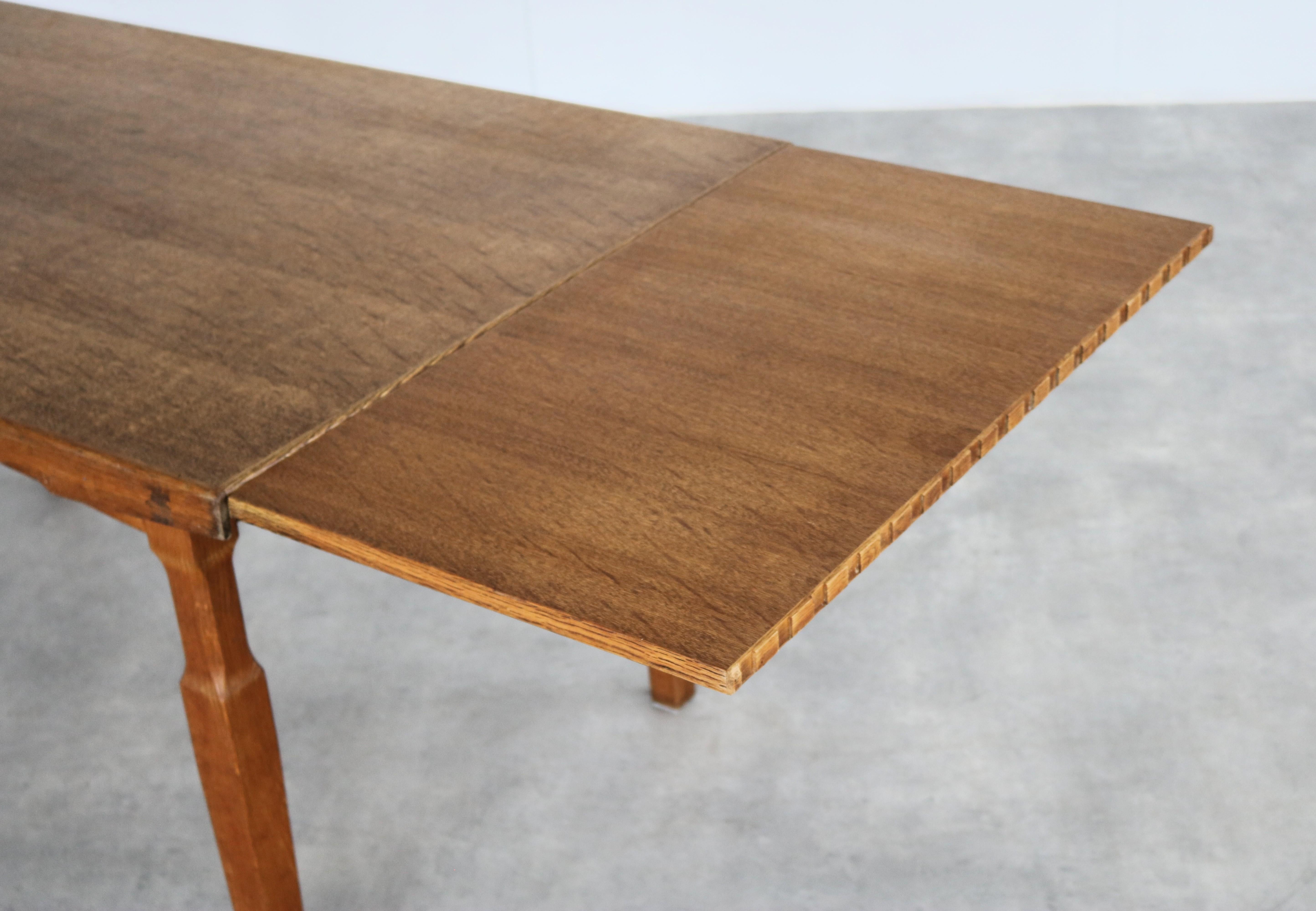 brutalist dining table  vintage table  oak  Kjaernulf For Sale 4