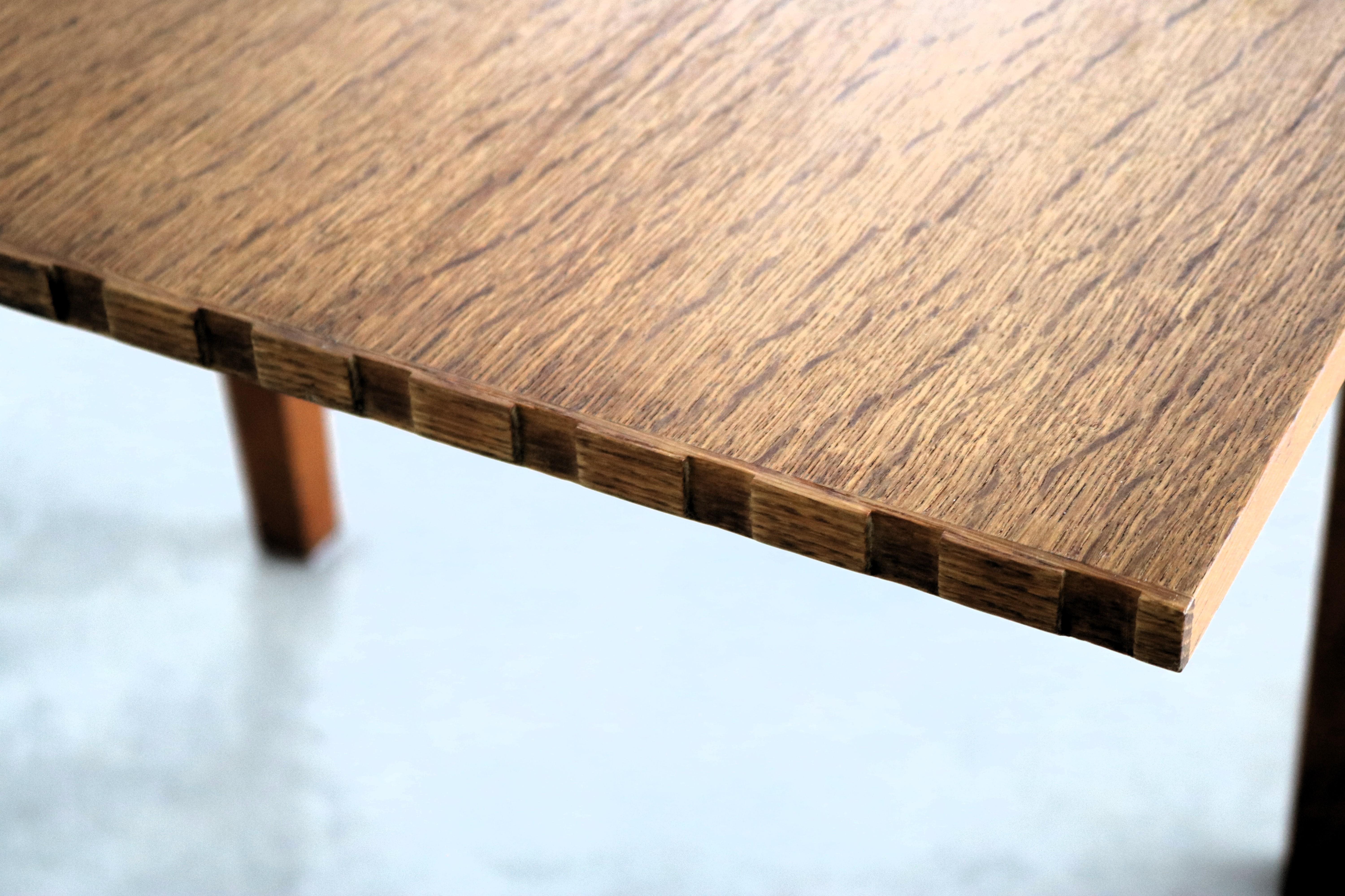 brutalist dining table  vintage table  oak  Kjaernulf For Sale 7