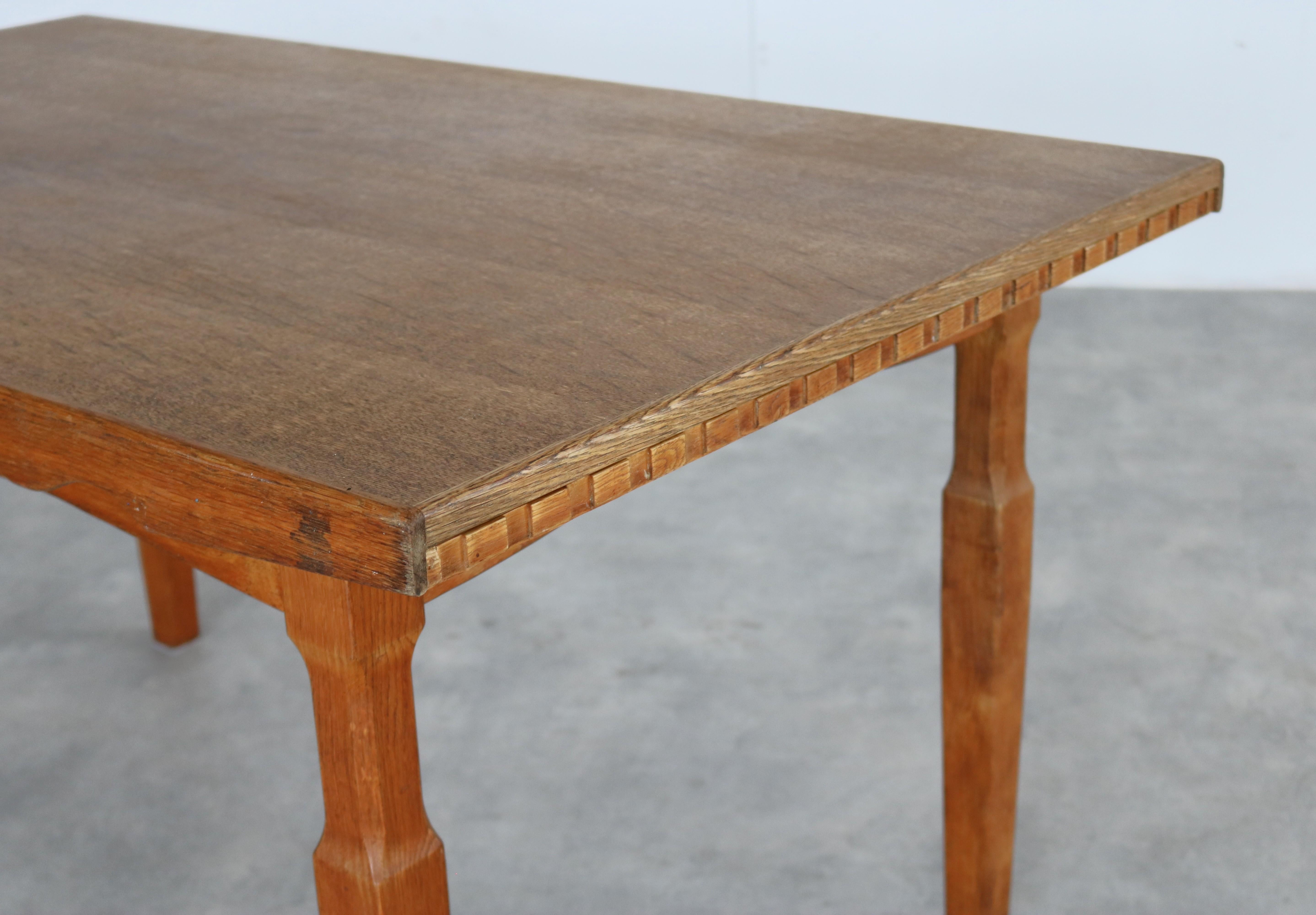 Mid-20th Century brutalist dining table  vintage table  oak  Kjaernulf For Sale