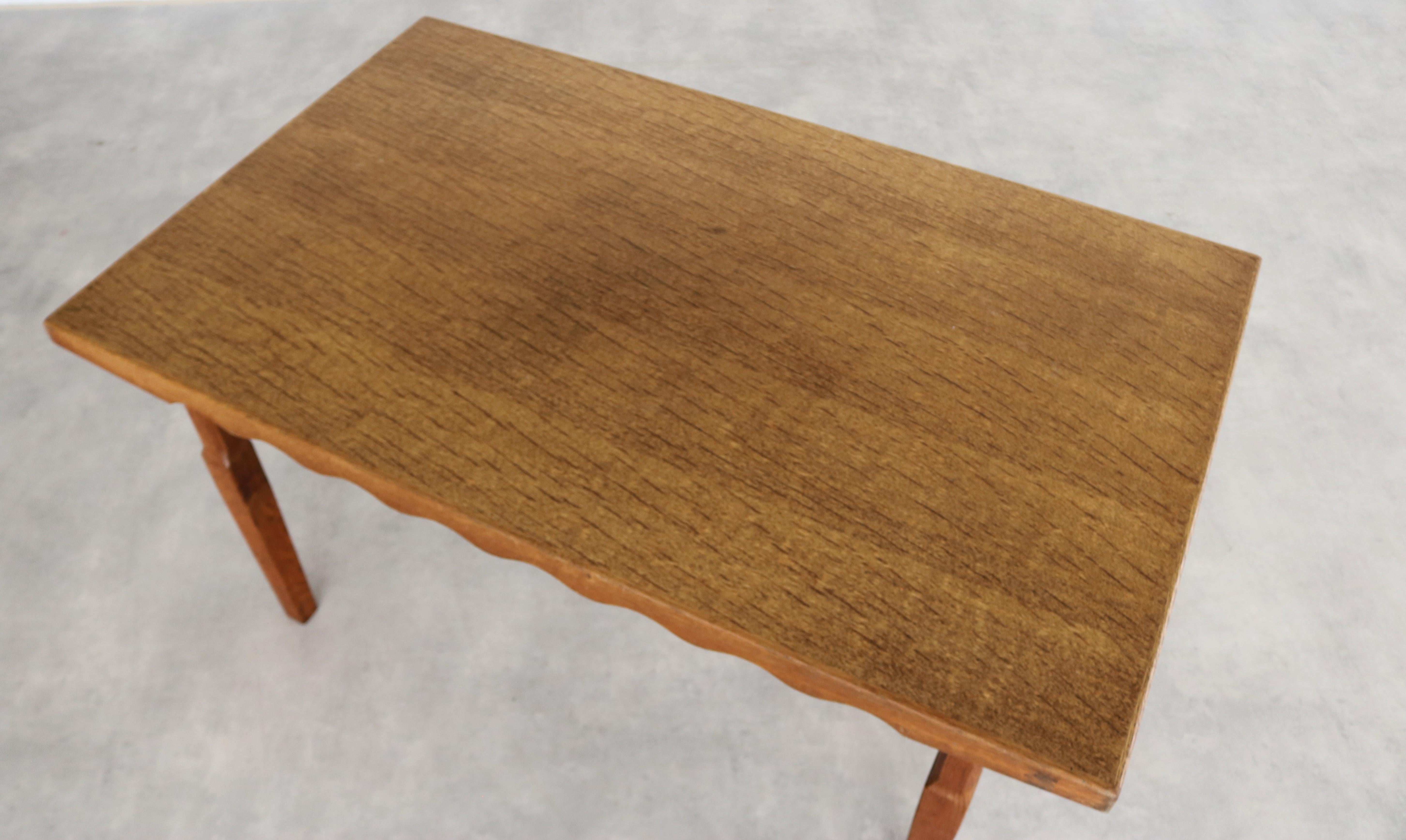 brutalist dining table  vintage table  oak  Kjaernulf For Sale 2