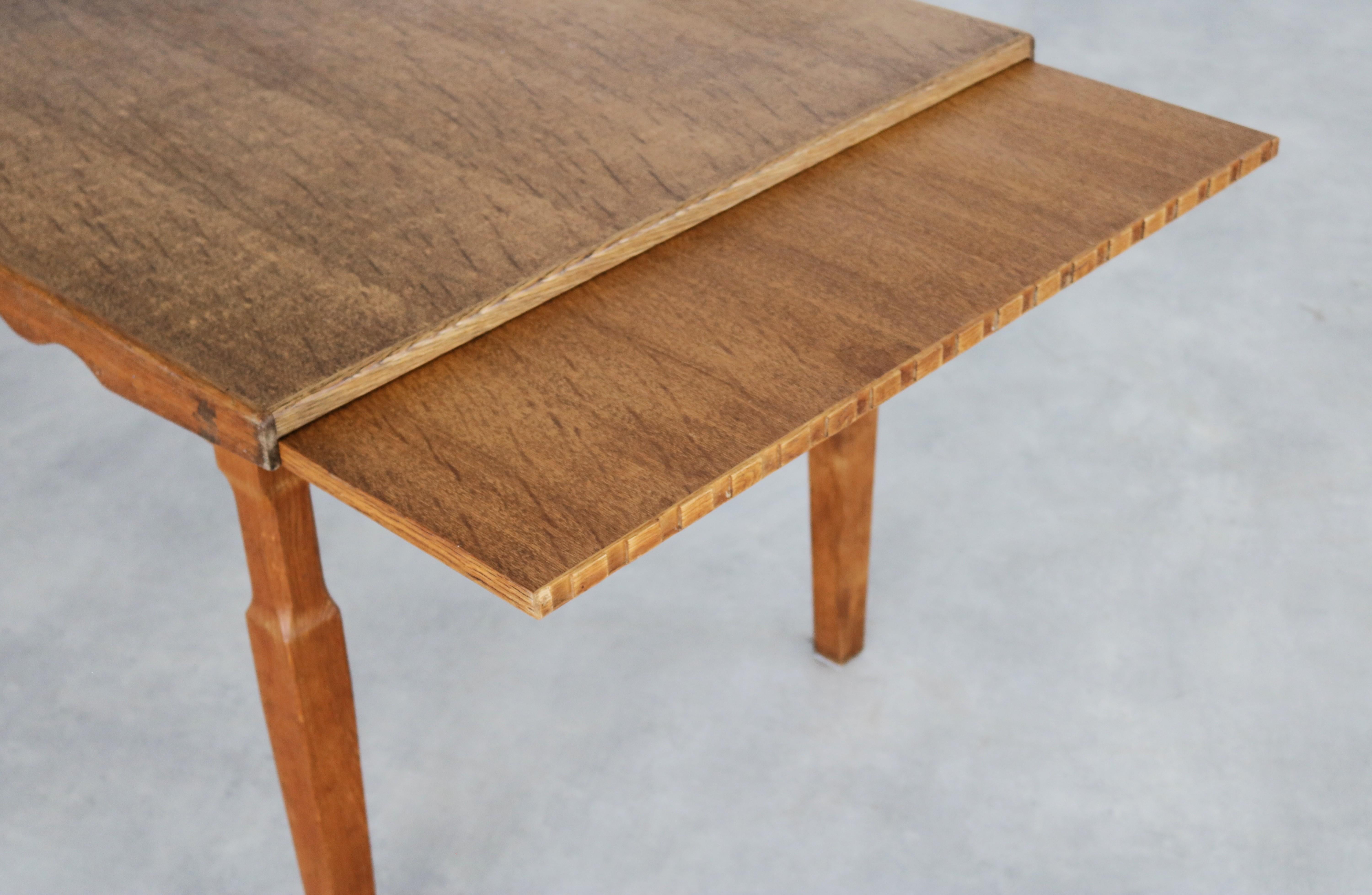 brutalist dining table  vintage table  oak  Kjaernulf For Sale 3