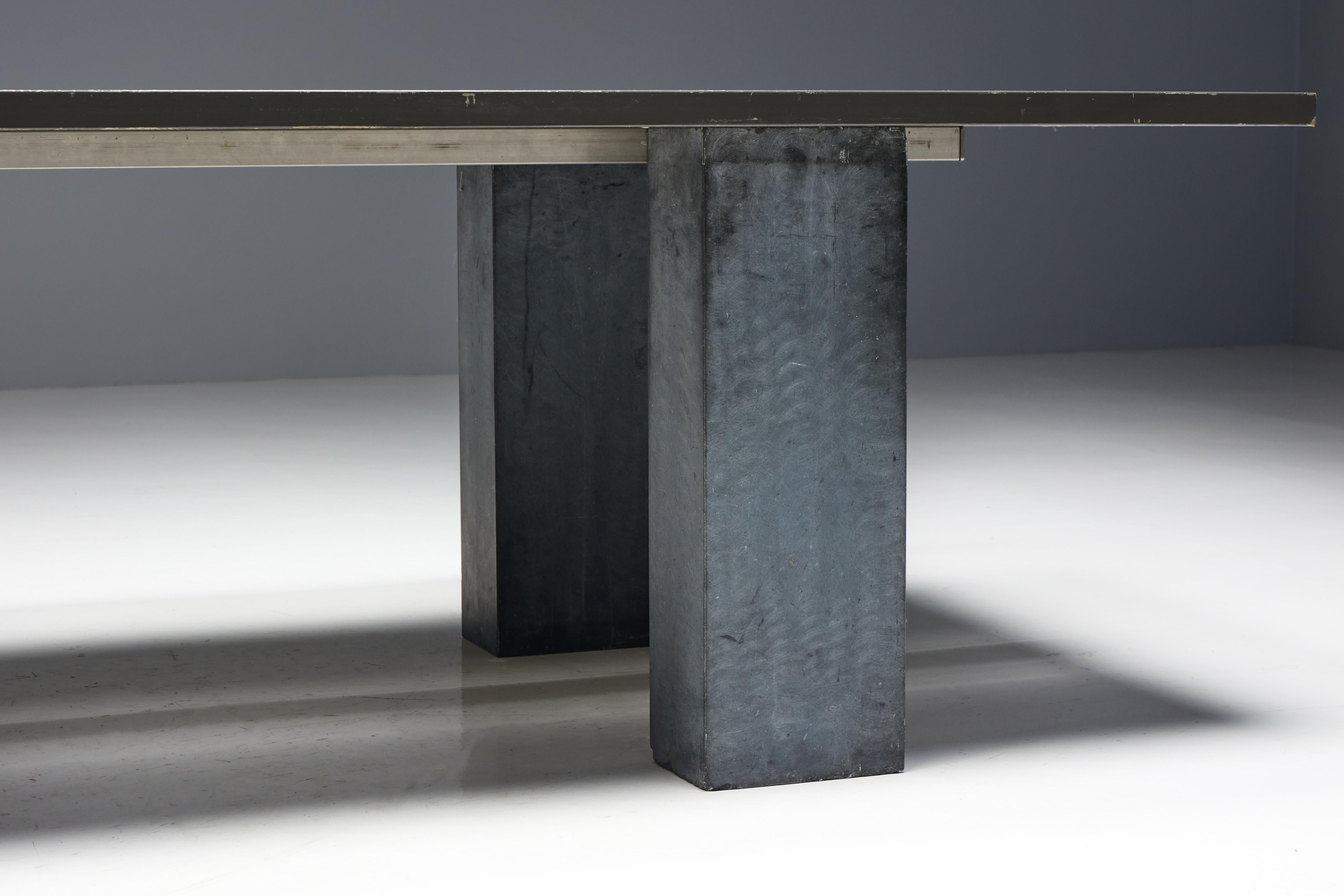 Table de salle à manger brutaliste avec base en pierre, Belgique, 1970 en vente 6