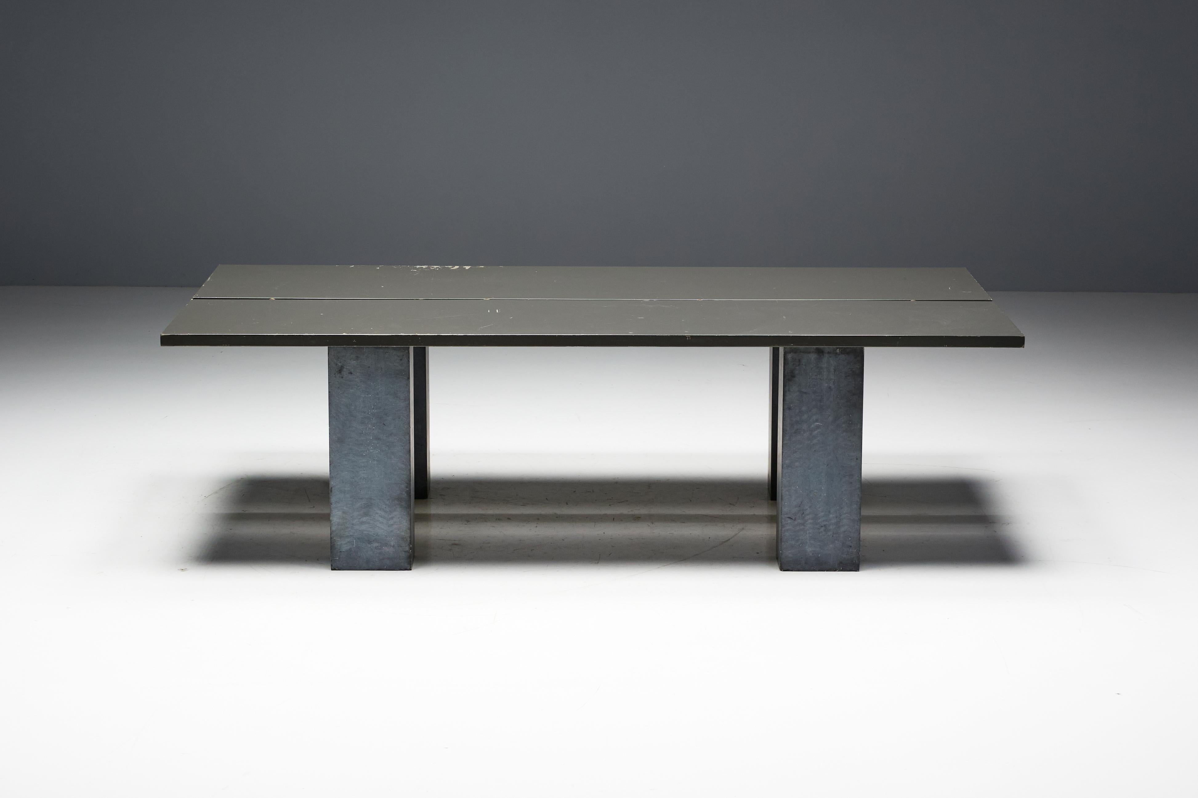 Table de salle à manger brutaliste avec base en pierre, Belgique, 1970 en vente 1