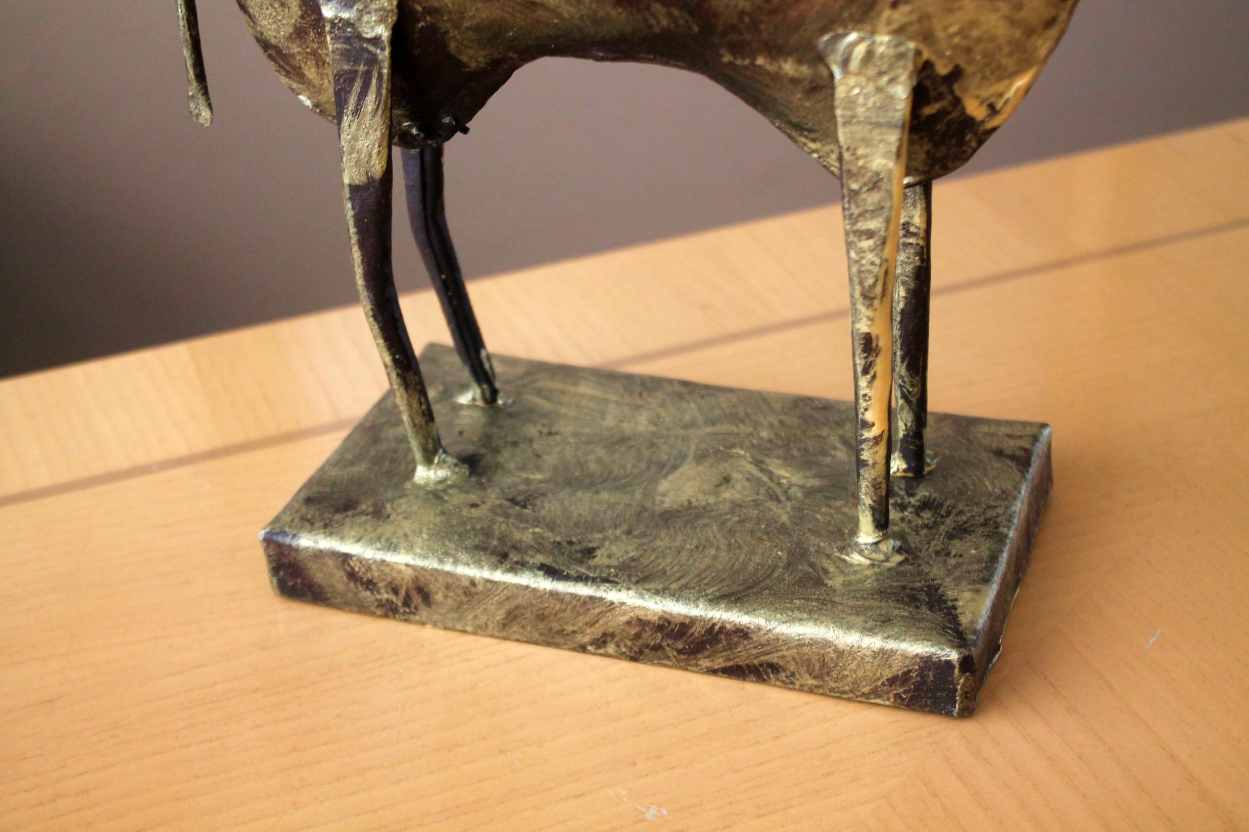 Brutalist Direct Metal Bull Sculpture Yahweh, Gilt Polychroming Stock Market In Good Condition For Sale In Peoria, AZ