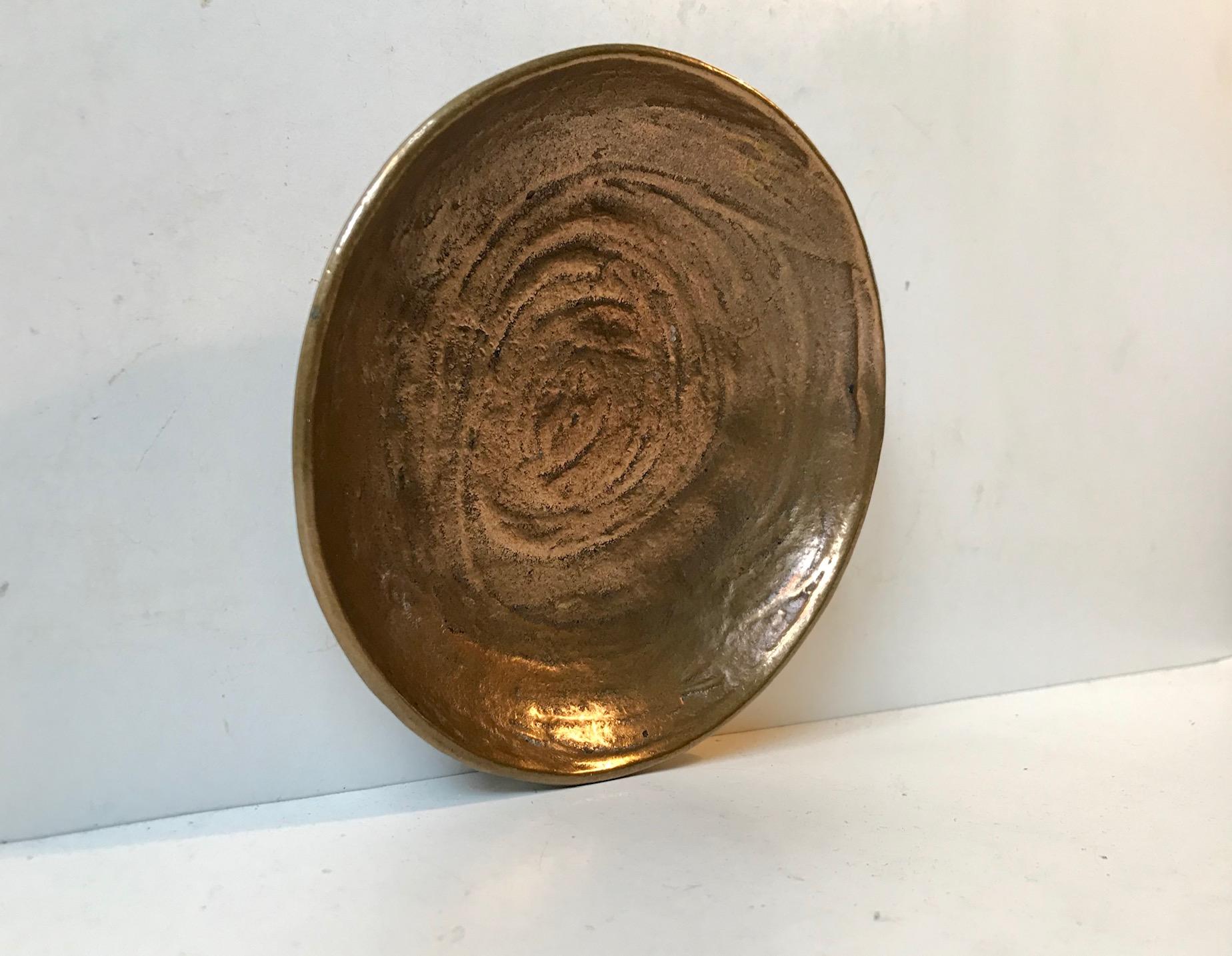 Danish Brutalist Dish in Textured Bronze, Denmark, 1970s