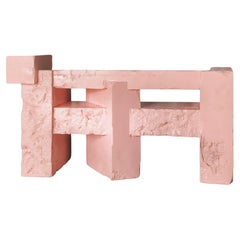 Brutalist Dj Booth in Pink, Contemporary Musical Deck Table