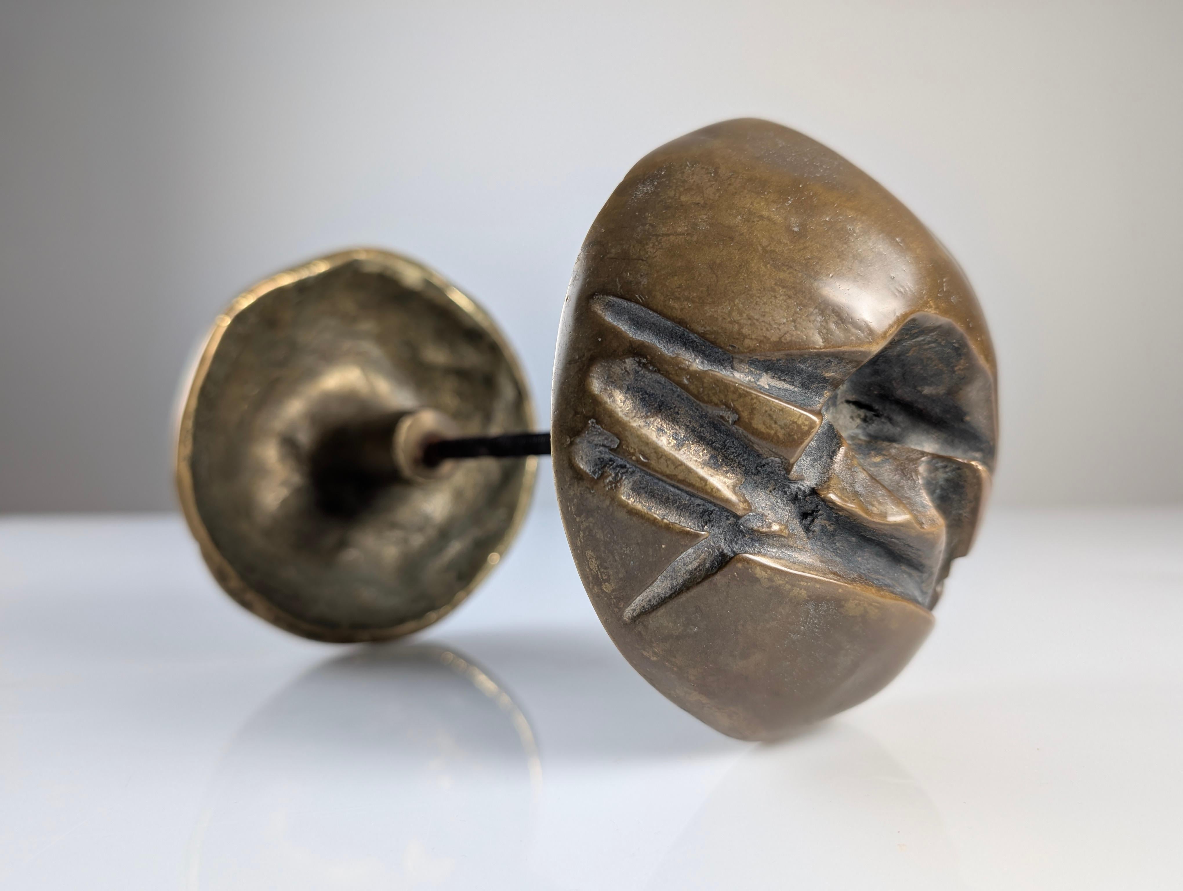 Brutalist Double Bronze Handle Door, 1970s For Sale 6