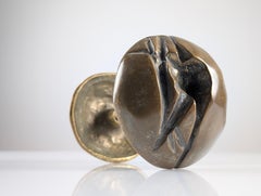 Brutalist Double Bronze Handle Door, 1970s