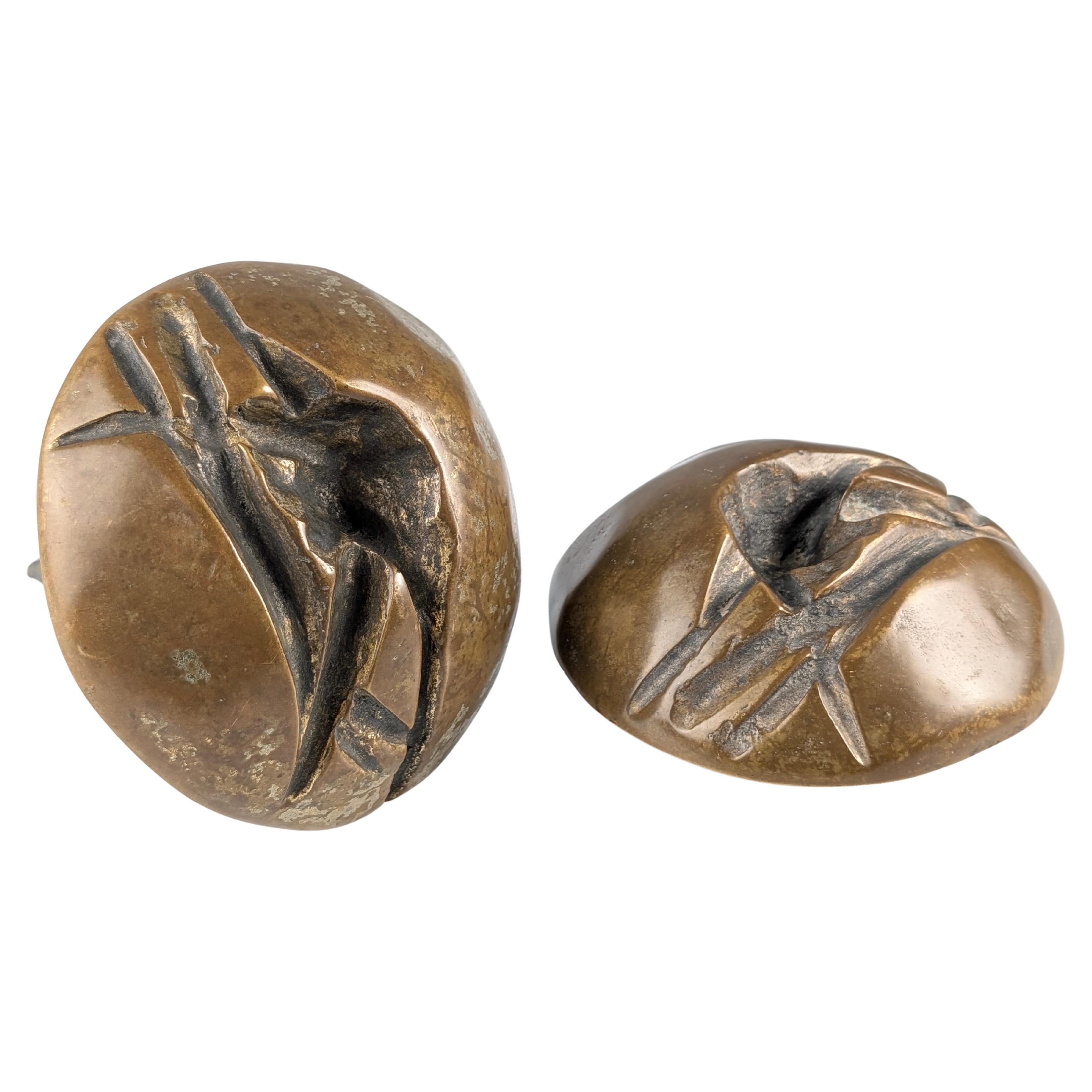 Porte à double poignée brutaliste en bronze, 1970
