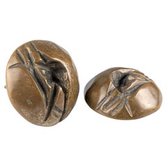 Porte à double poignée brutaliste en bronze, 1970