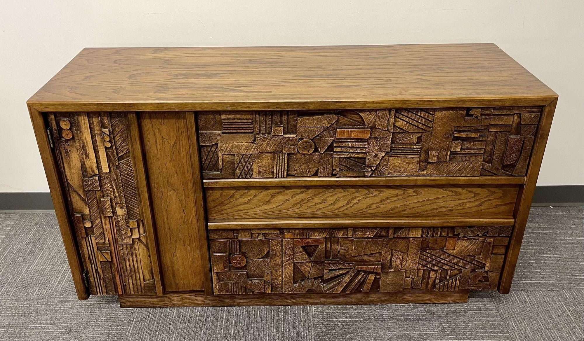 American Brutalist Dresser, Chest or Commode by Lane, Mid-Century Modern