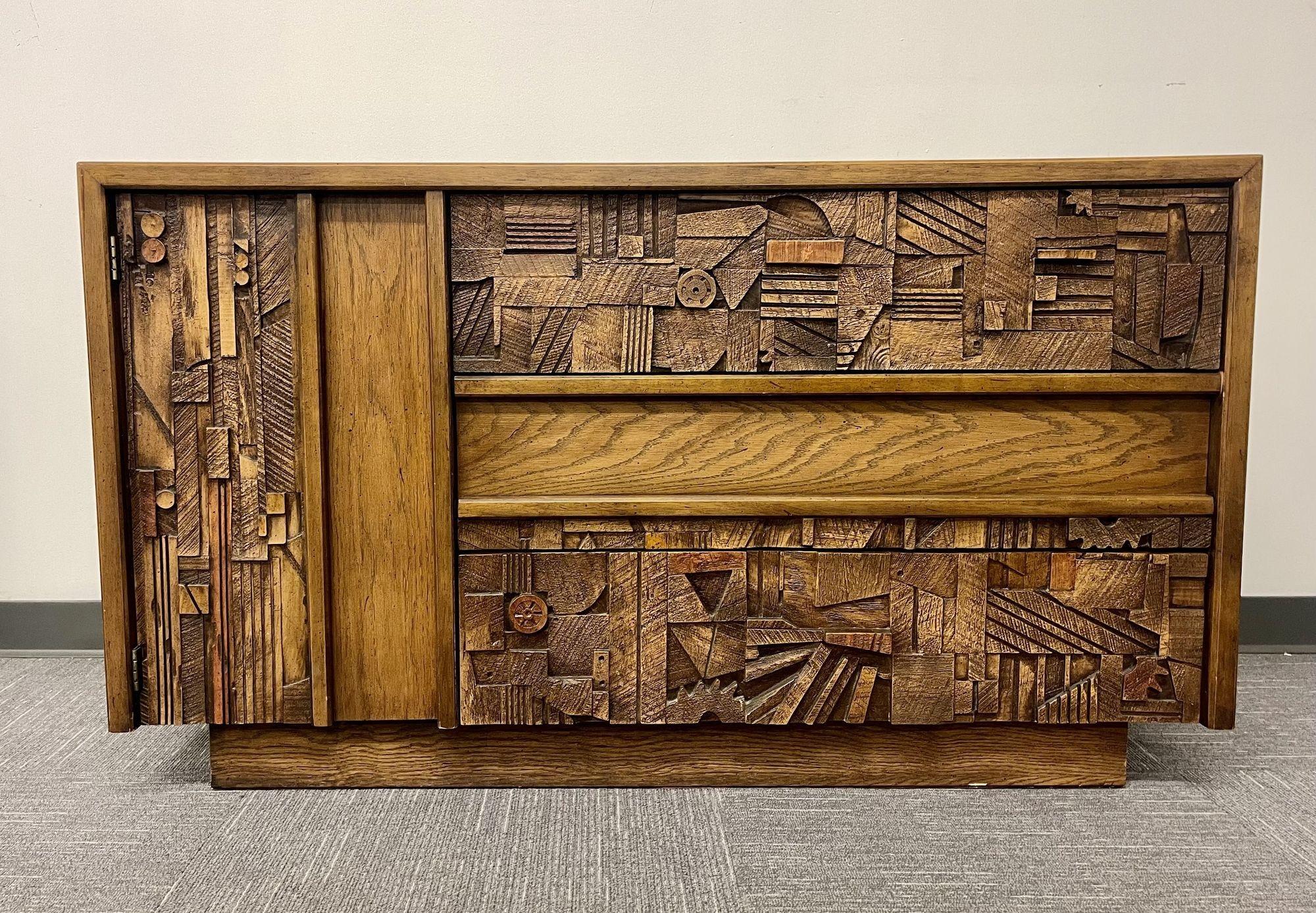Brutalist Dresser, Chest or Commode by Lane, Mid-Century Modern In Good Condition In Stamford, CT