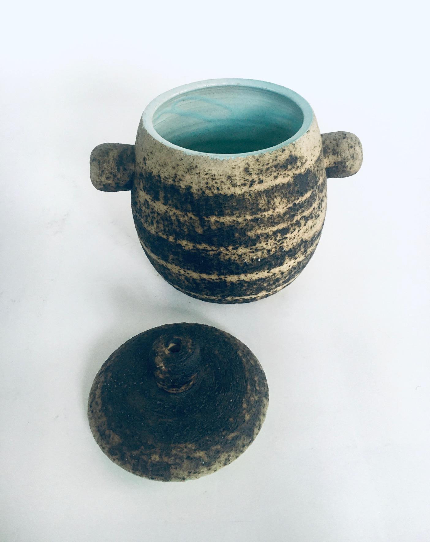 Brutalist Dutch Art Ceramic Jar Pot by Pieter Groeneveldt, Netherlands 1960's For Sale 6