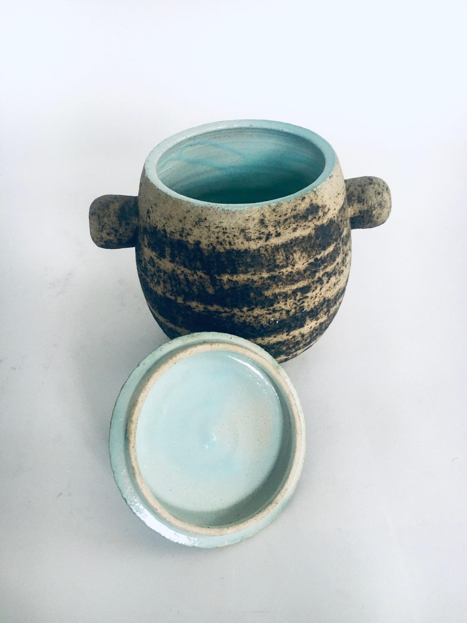 Brutalist Dutch Art Ceramic Jar Pot by Pieter Groeneveldt, Netherlands 1960's For Sale 7