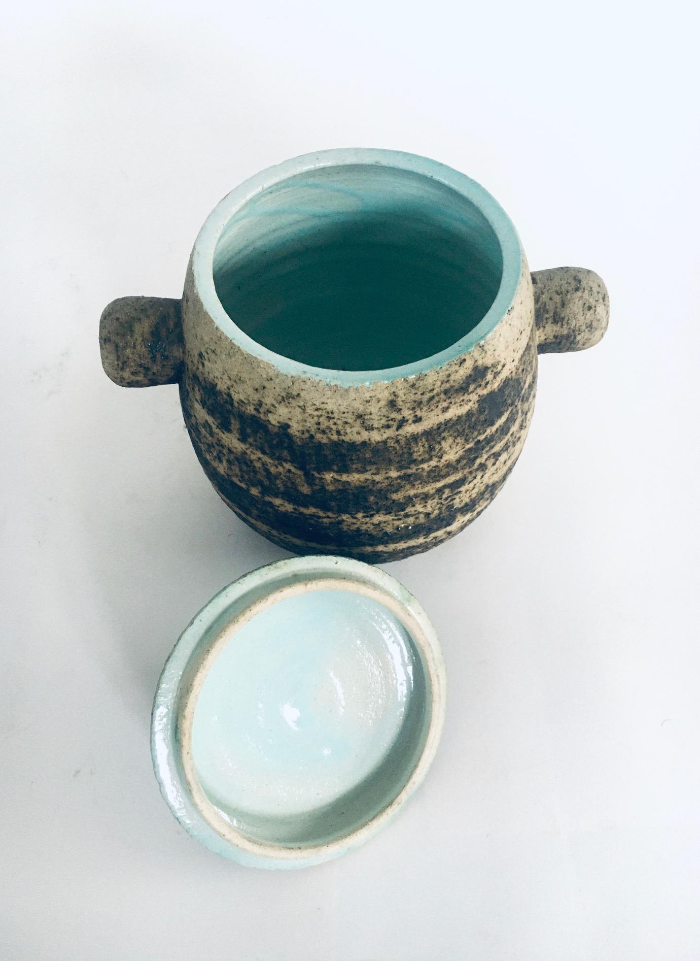 Brutalist Dutch Art Ceramic Jar Pot by Pieter Groeneveldt, Netherlands 1960's For Sale 8