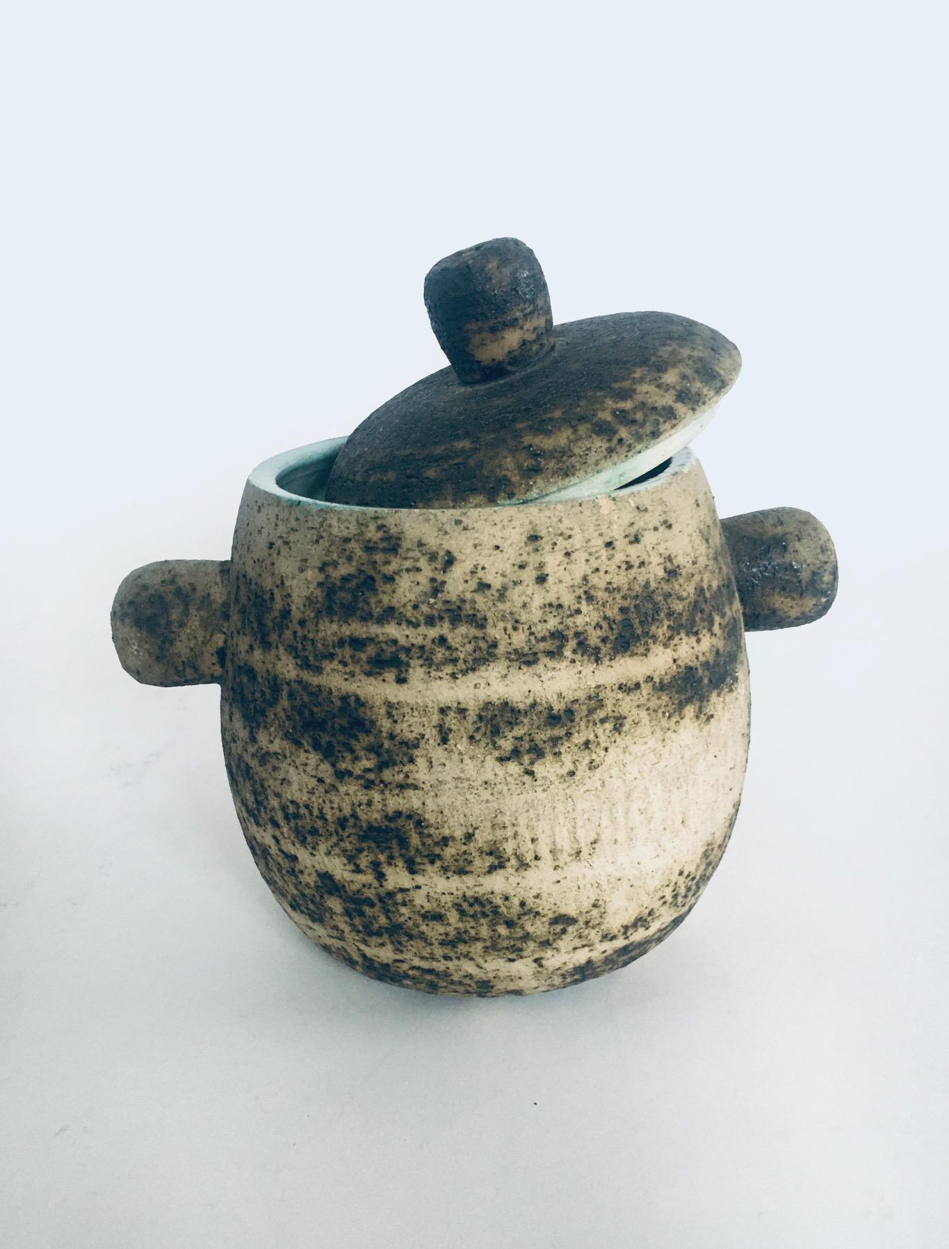 Brutalist Dutch Art Ceramic Jar Pot by Pieter Groeneveldt, Netherlands 1960's For Sale 15