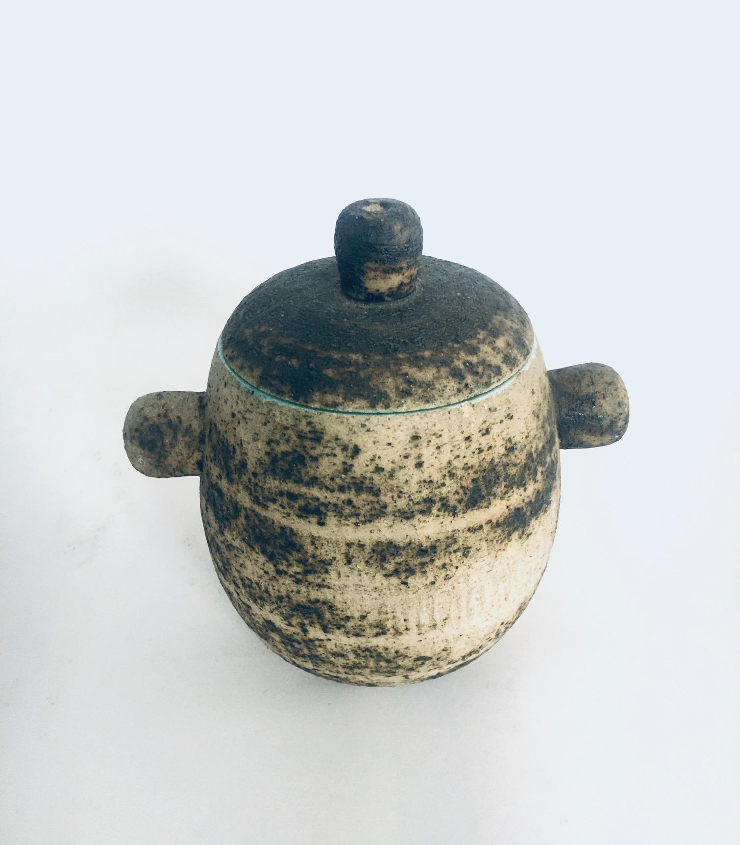 Mid-20th Century Brutalist Dutch Art Ceramic Jar Pot by Pieter Groeneveldt, Netherlands 1960's For Sale