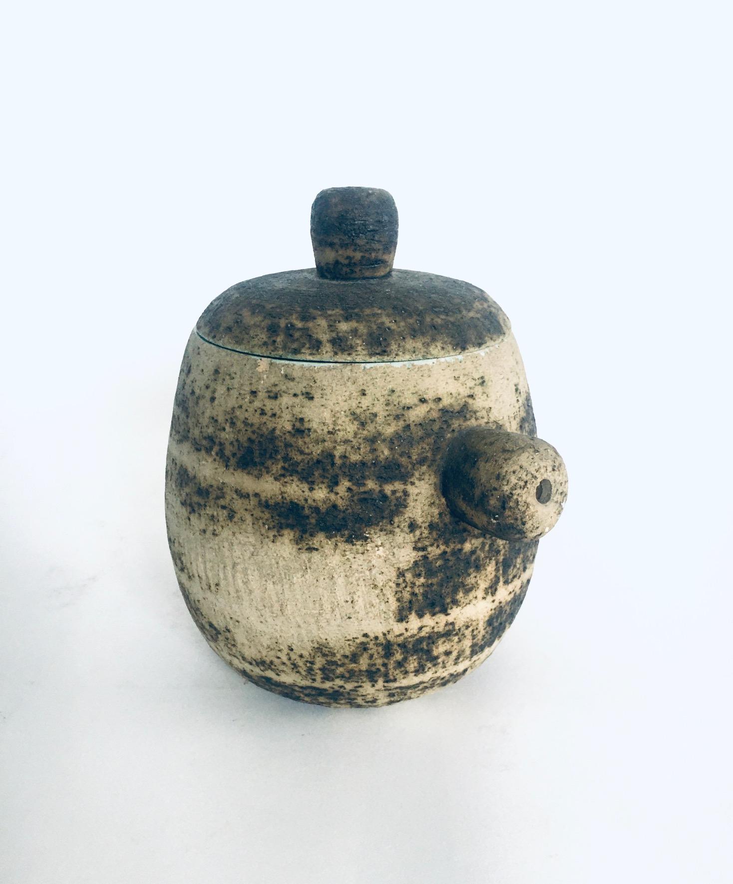 Brutalist Dutch Art Ceramic Jar Pot by Pieter Groeneveldt, Netherlands 1960's For Sale 1