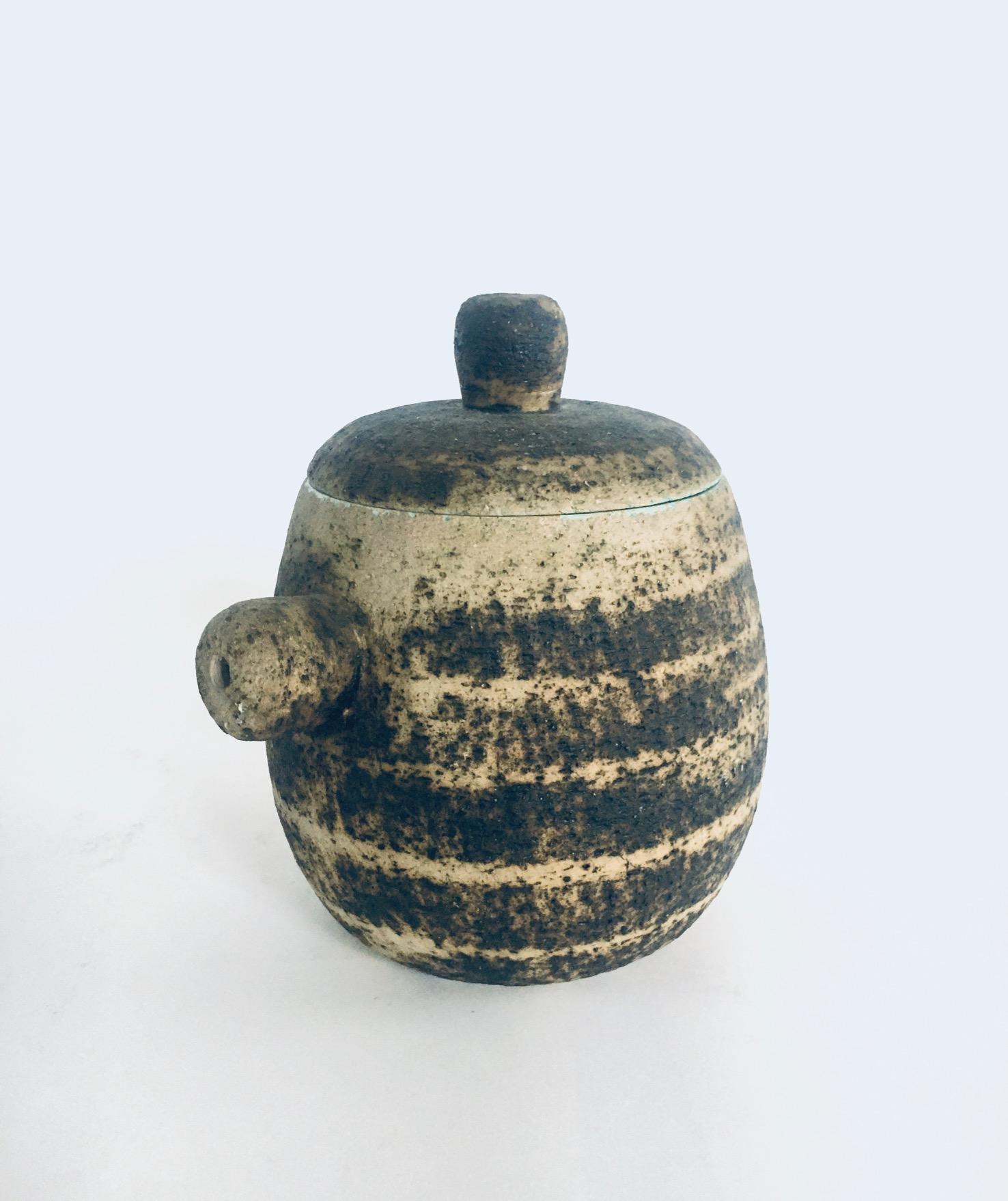 Brutalist Dutch Art Ceramic Jar Pot by Pieter Groeneveldt, Netherlands 1960's For Sale 2