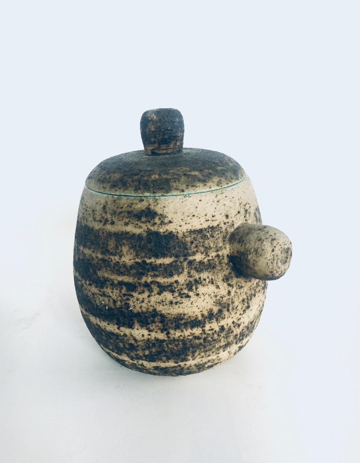 Brutalist Dutch Art Ceramic Jar Pot by Pieter Groeneveldt, Netherlands 1960's For Sale 3