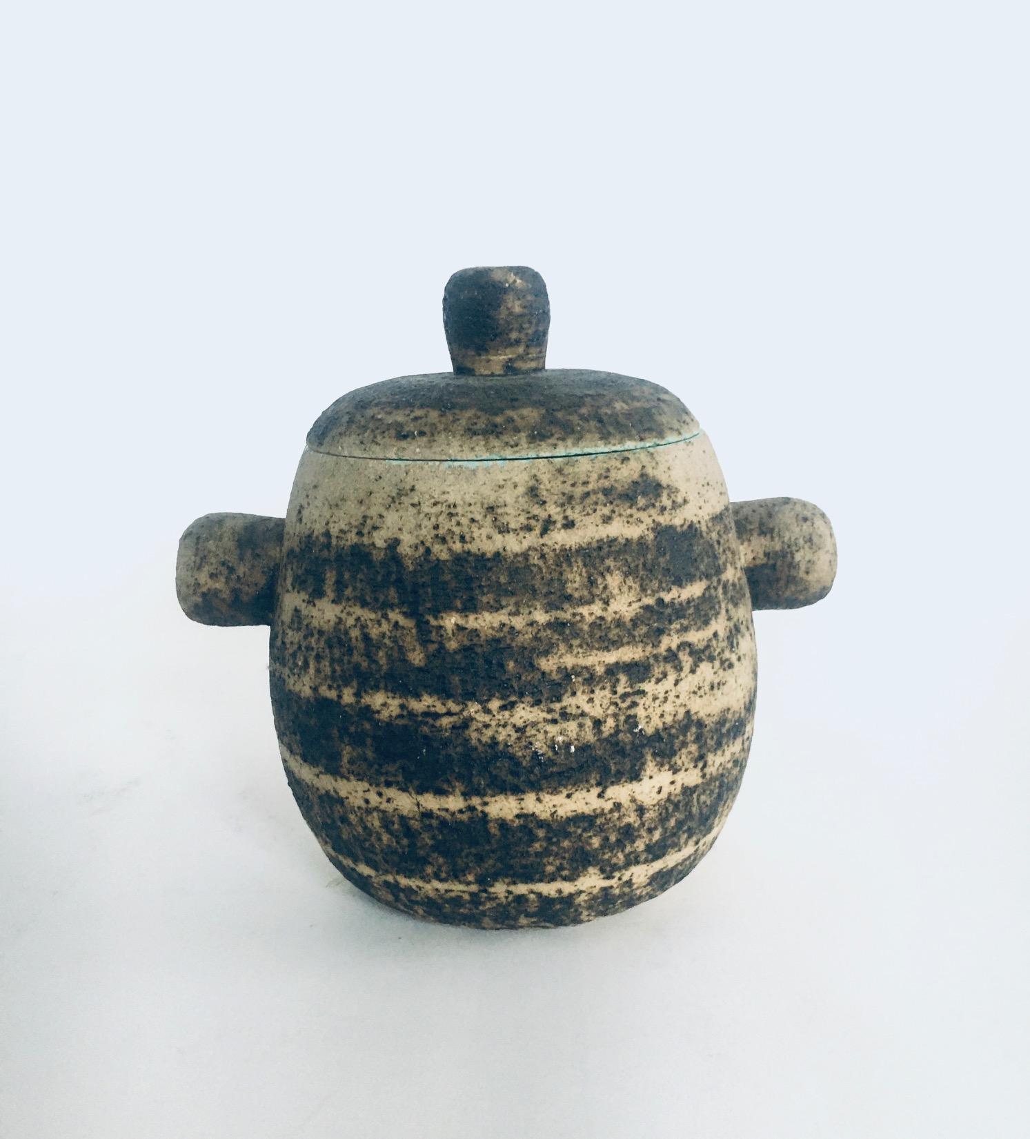 Brutalist Dutch Art Ceramic Jar Pot by Pieter Groeneveldt, Netherlands 1960's For Sale 4