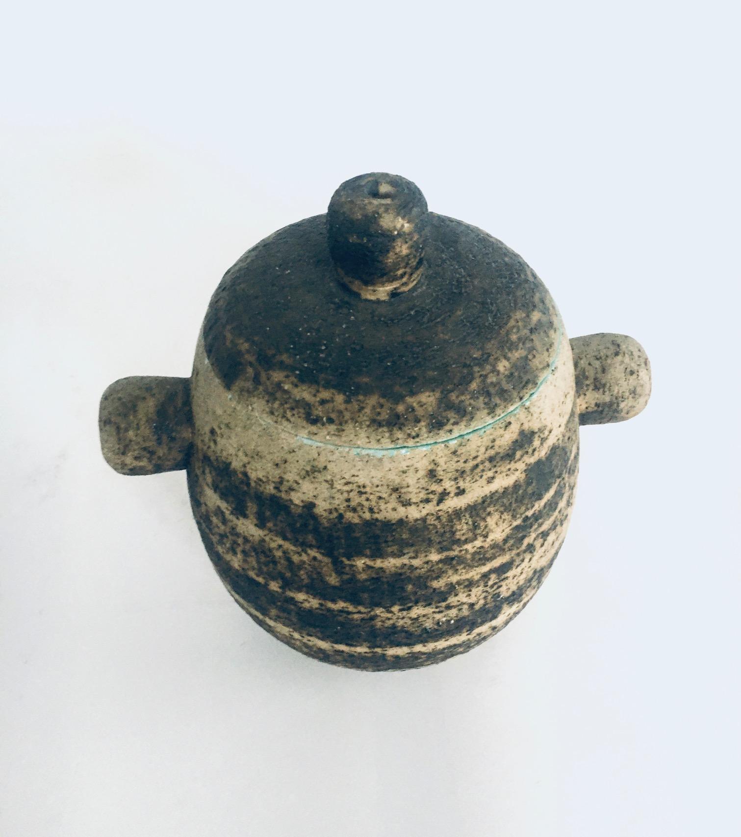 Brutalist Dutch Art Ceramic Jar Pot by Pieter Groeneveldt, Netherlands 1960's For Sale 5