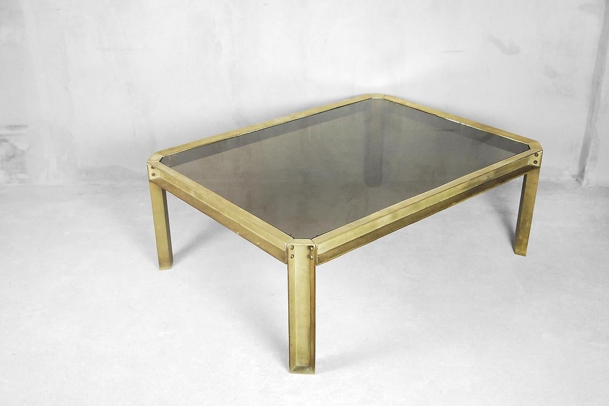 20th Century Brutalist Dutch Cast Brass T09 Embassy Coffee Table by Peter Ghyczy, 1970s For Sale