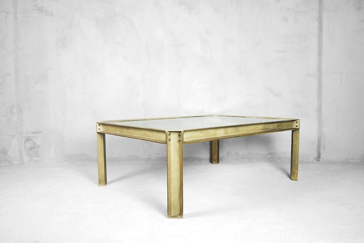 Brutalist Dutch Cast Brass T09 Embassy Coffee Table by Peter Ghyczy, 1970s For Sale 1