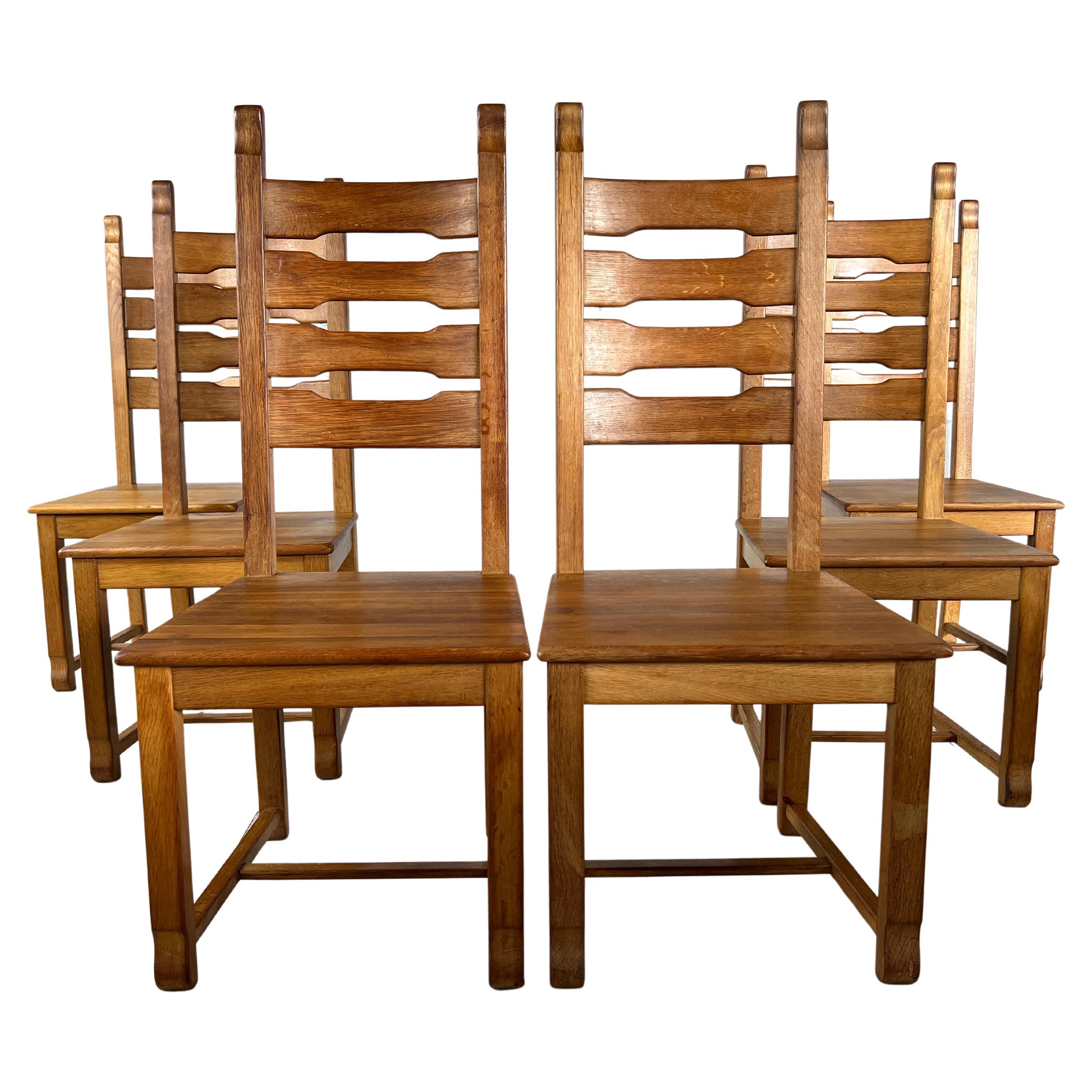 Brutalist Dutch Ladder Back Dining Chairs - 6er Set